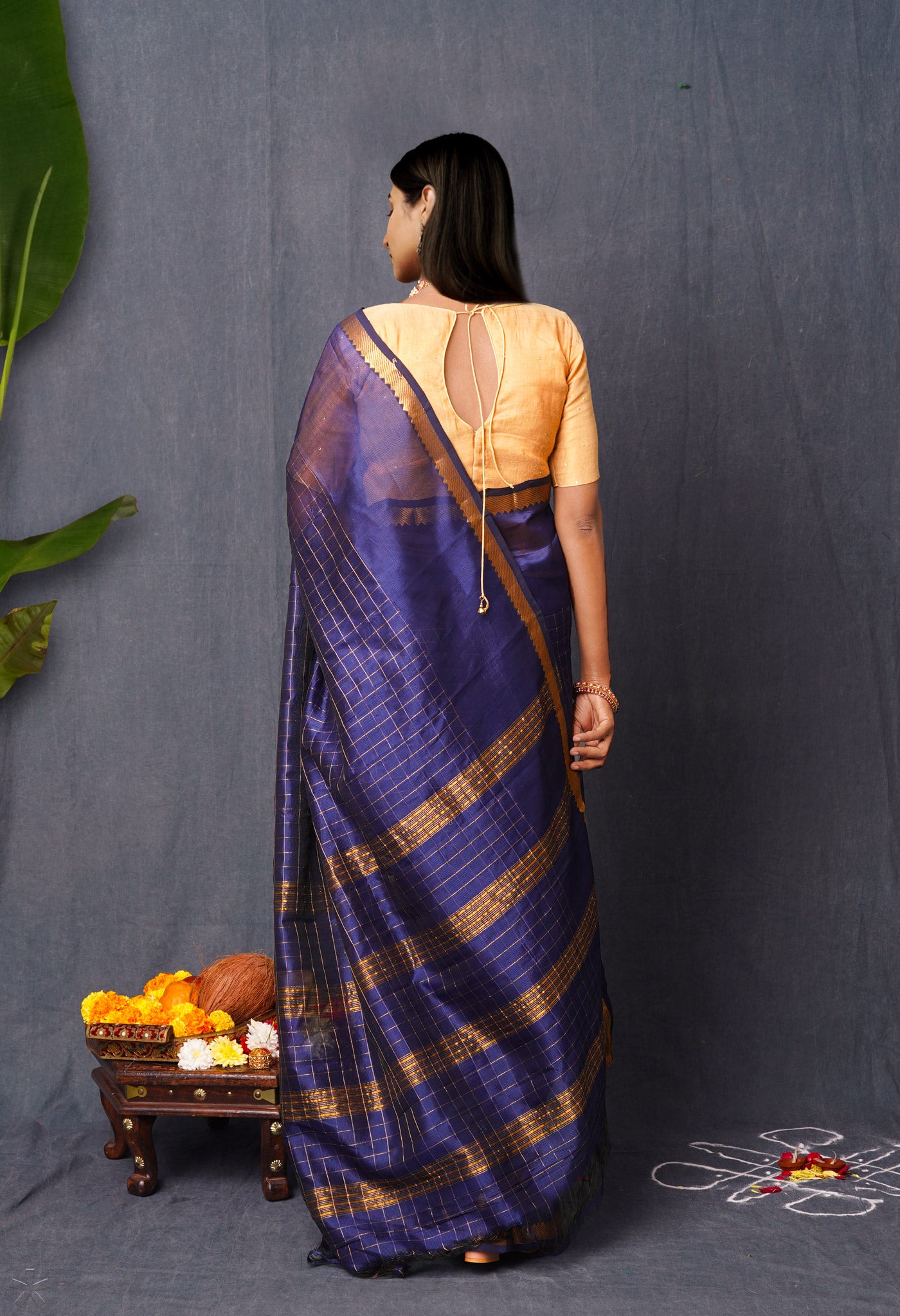 Readymade Collection Woven Zari Soft Silk Navy Blue Saree|SARV125955