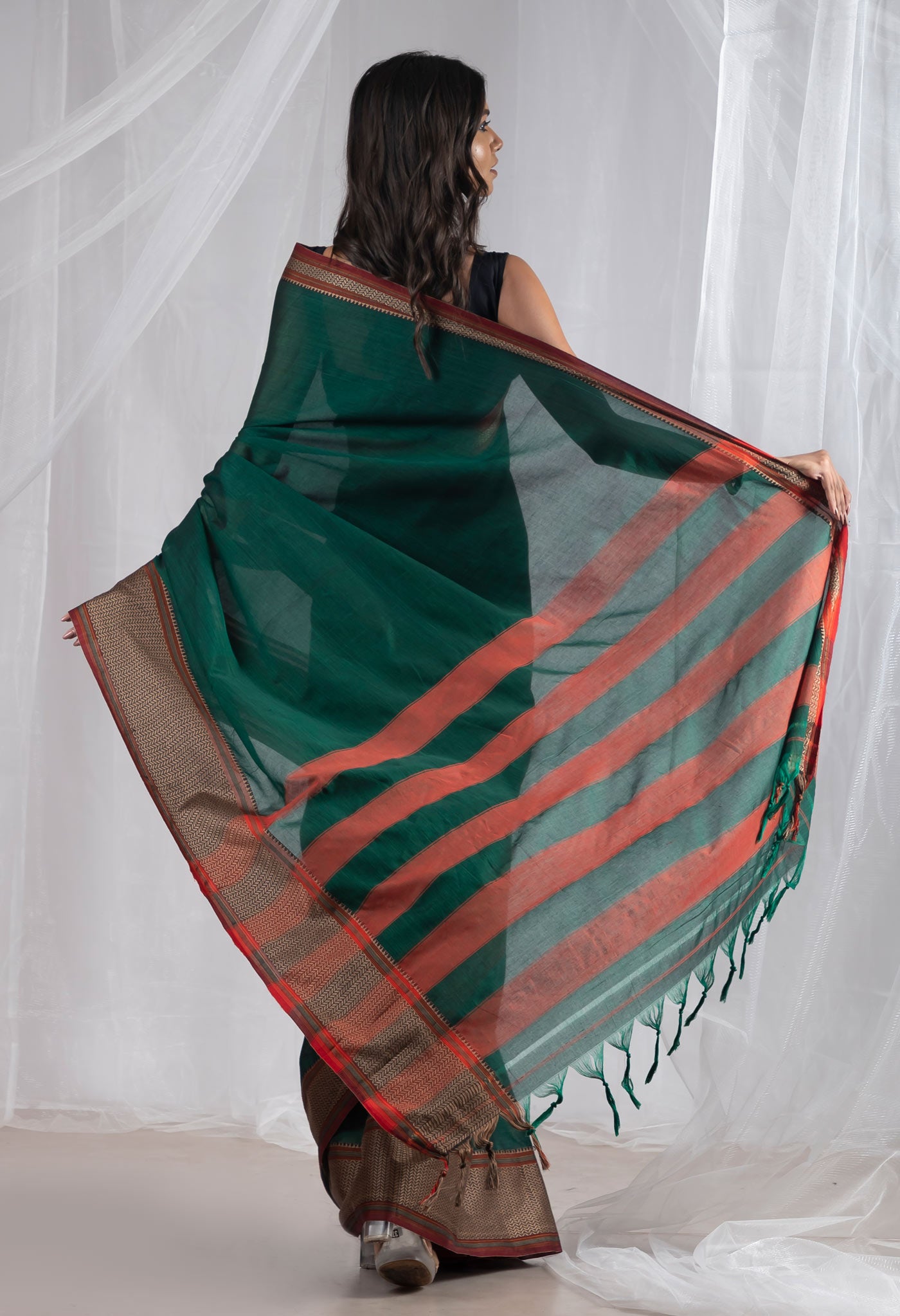 Green Pure Handloom Narayani Cotton Saree