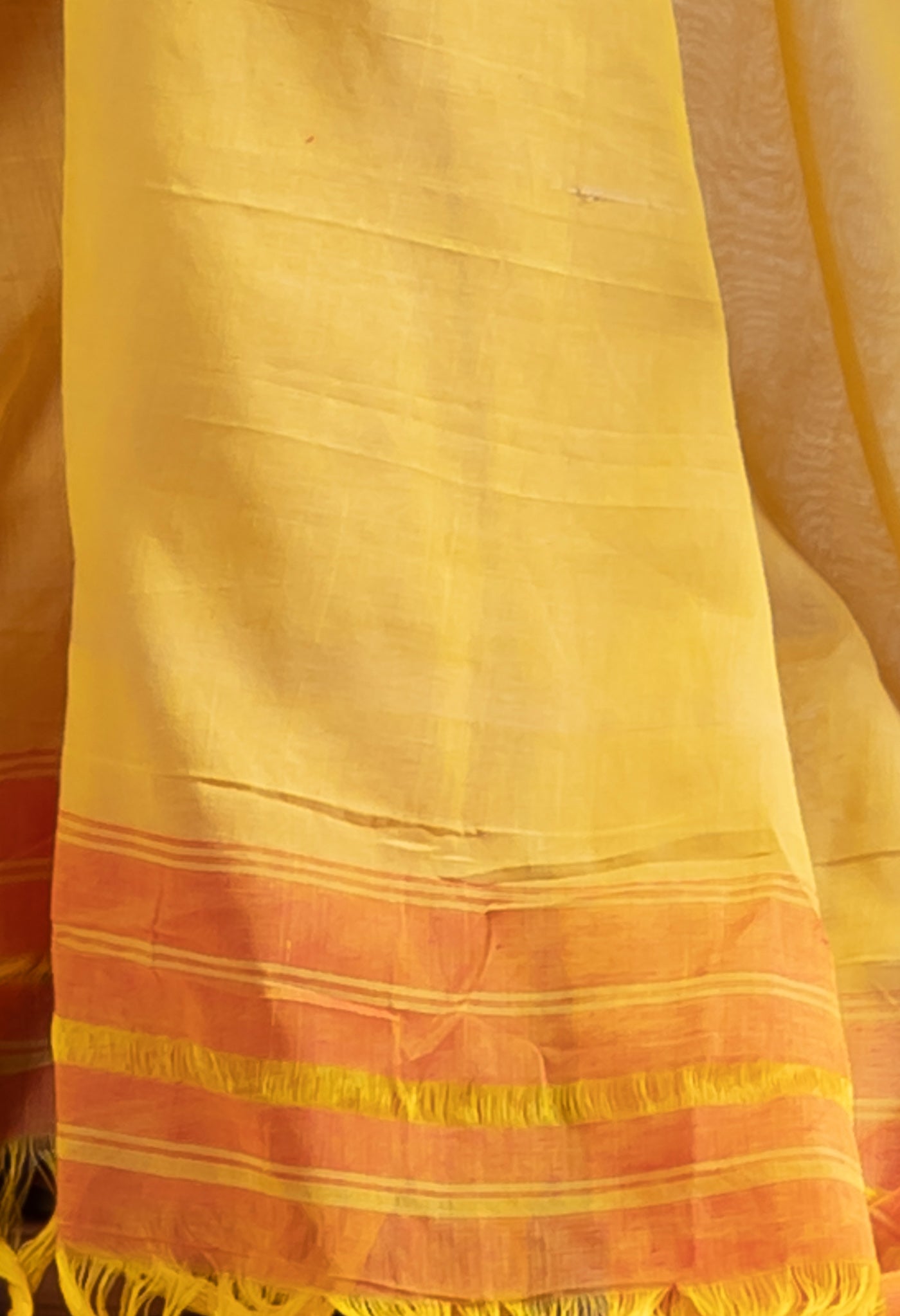 Peach Orange Pure Handloom Narayani Cotton Saree