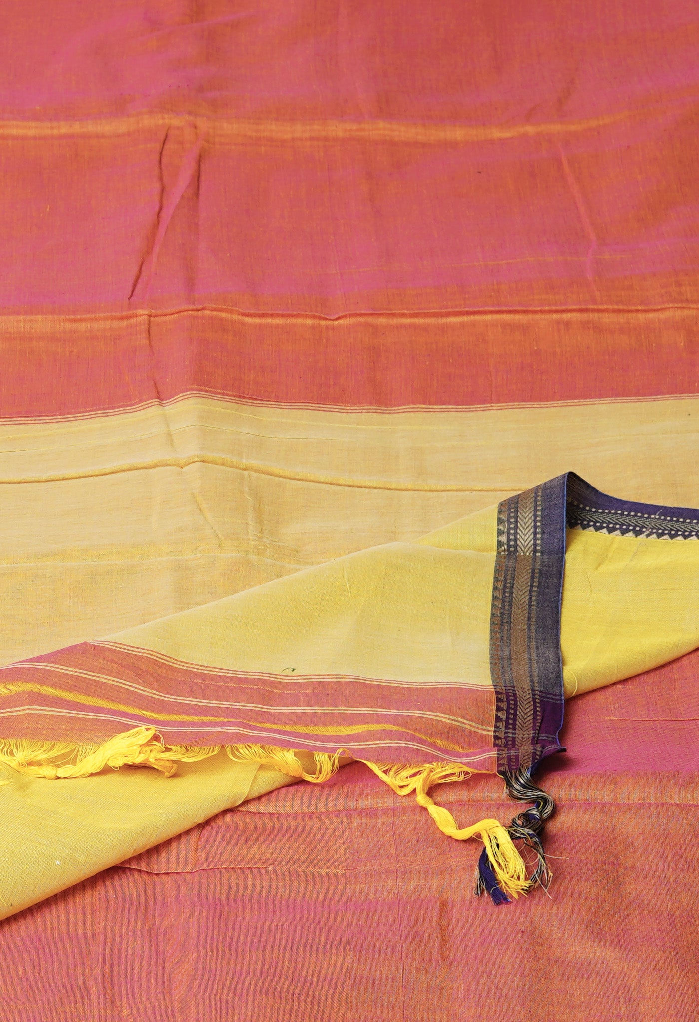 Peach Orange Pure Handloom Narayani Cotton Saree