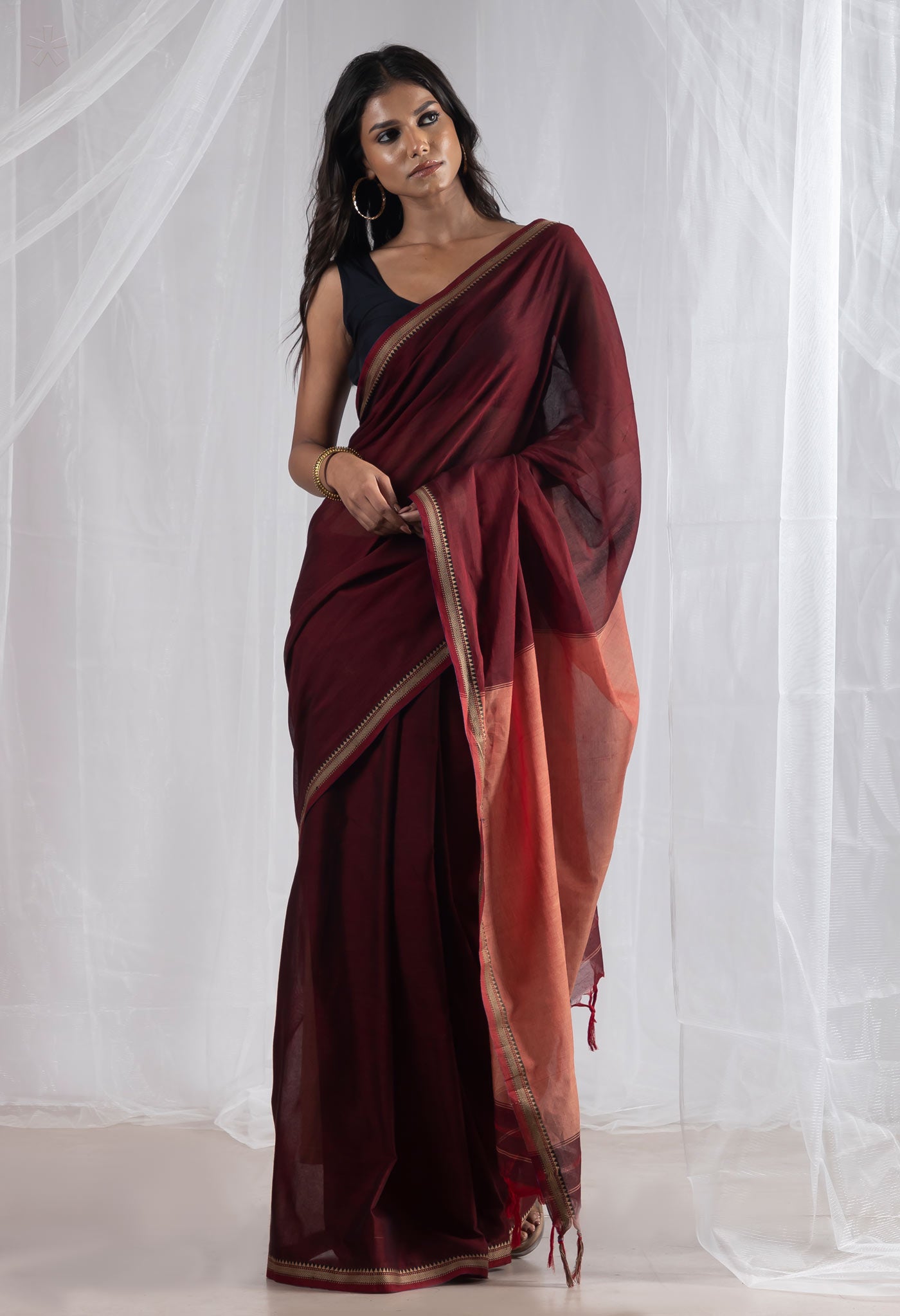 Maroon Pure Handloom Narayani Cotton Saree