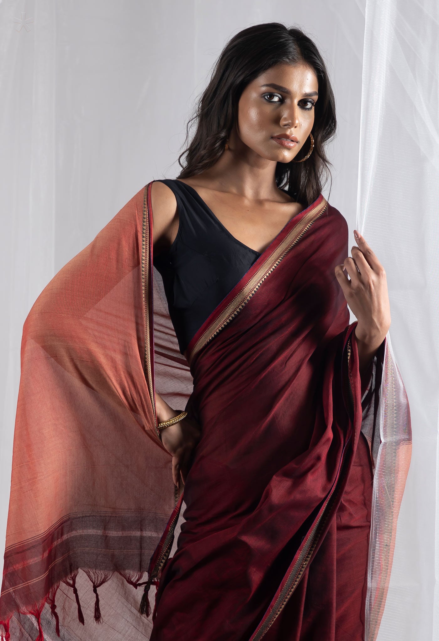 Maroon Pure Handloom Narayani Cotton Saree