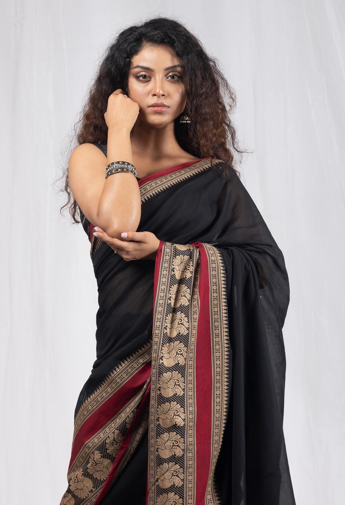 Black Pure Handloom Narayani Cotton Saree