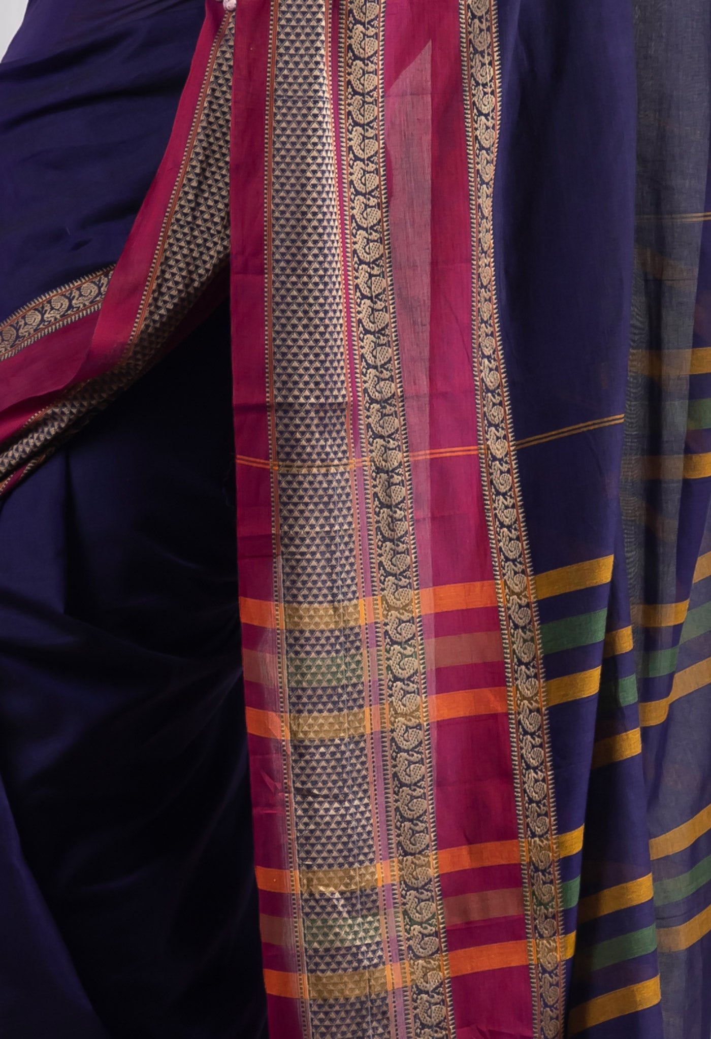 Dark Blue Pure Handloom Narayani Cotton Saree