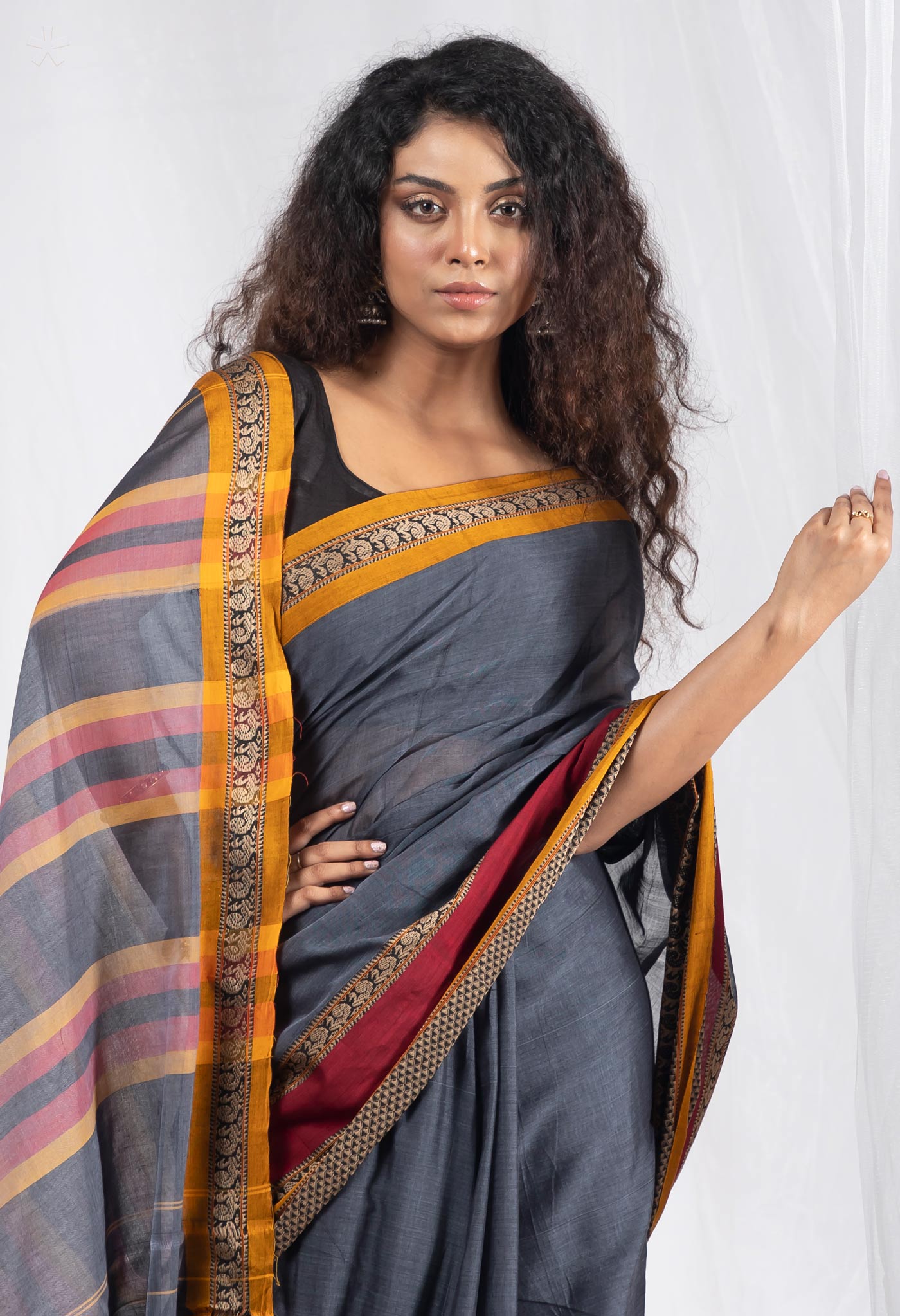 Grey Pure Handloom Narayani Cotton Saree