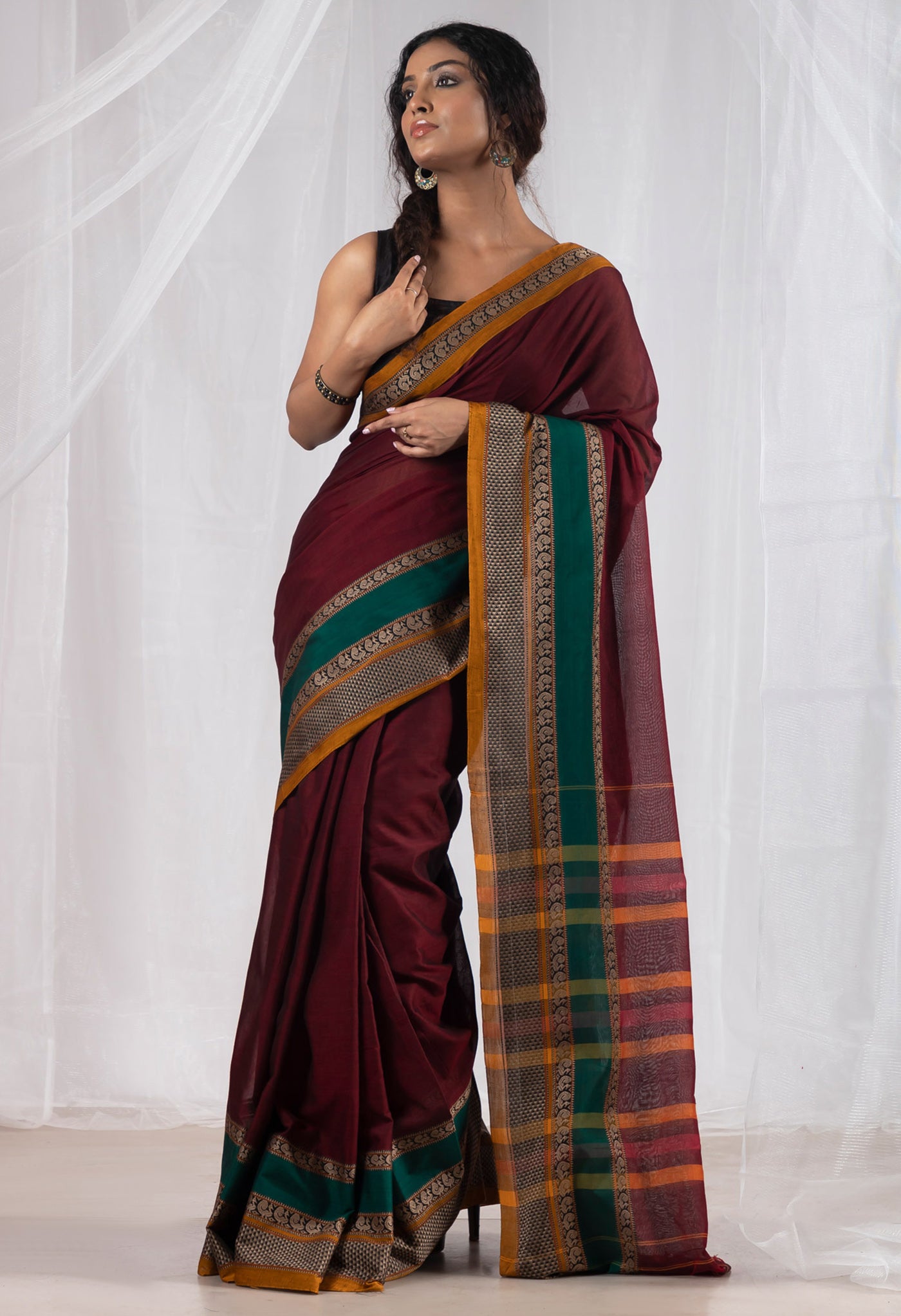 Maroon Handloom Silk Saree, With Blouse Piece at Rs 1500 in Bhagalpur | ID:  19503764012