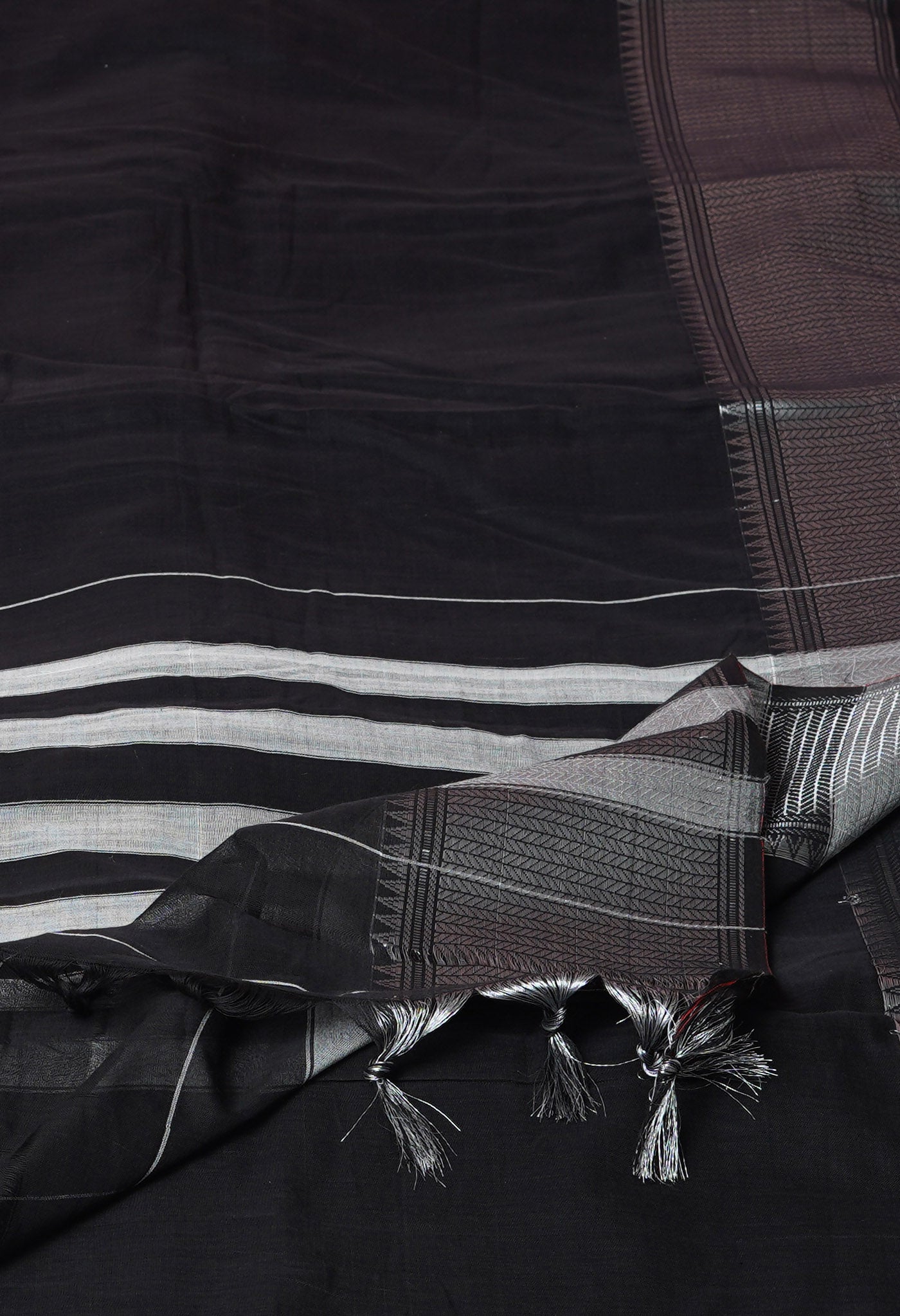 Black Pure Handloom Narayani Cotton Saree