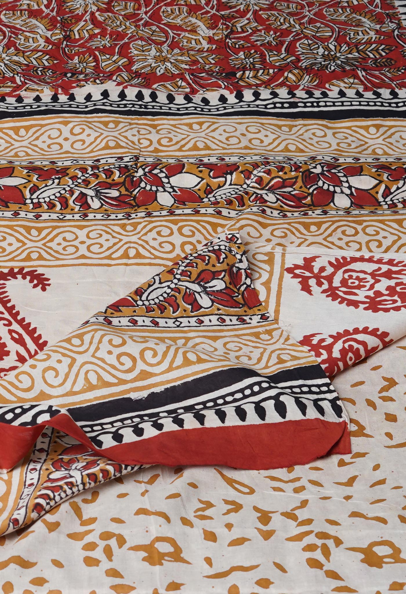 Red Pure  Kalamkari Printed Superfine Mulmul Cotton Saree