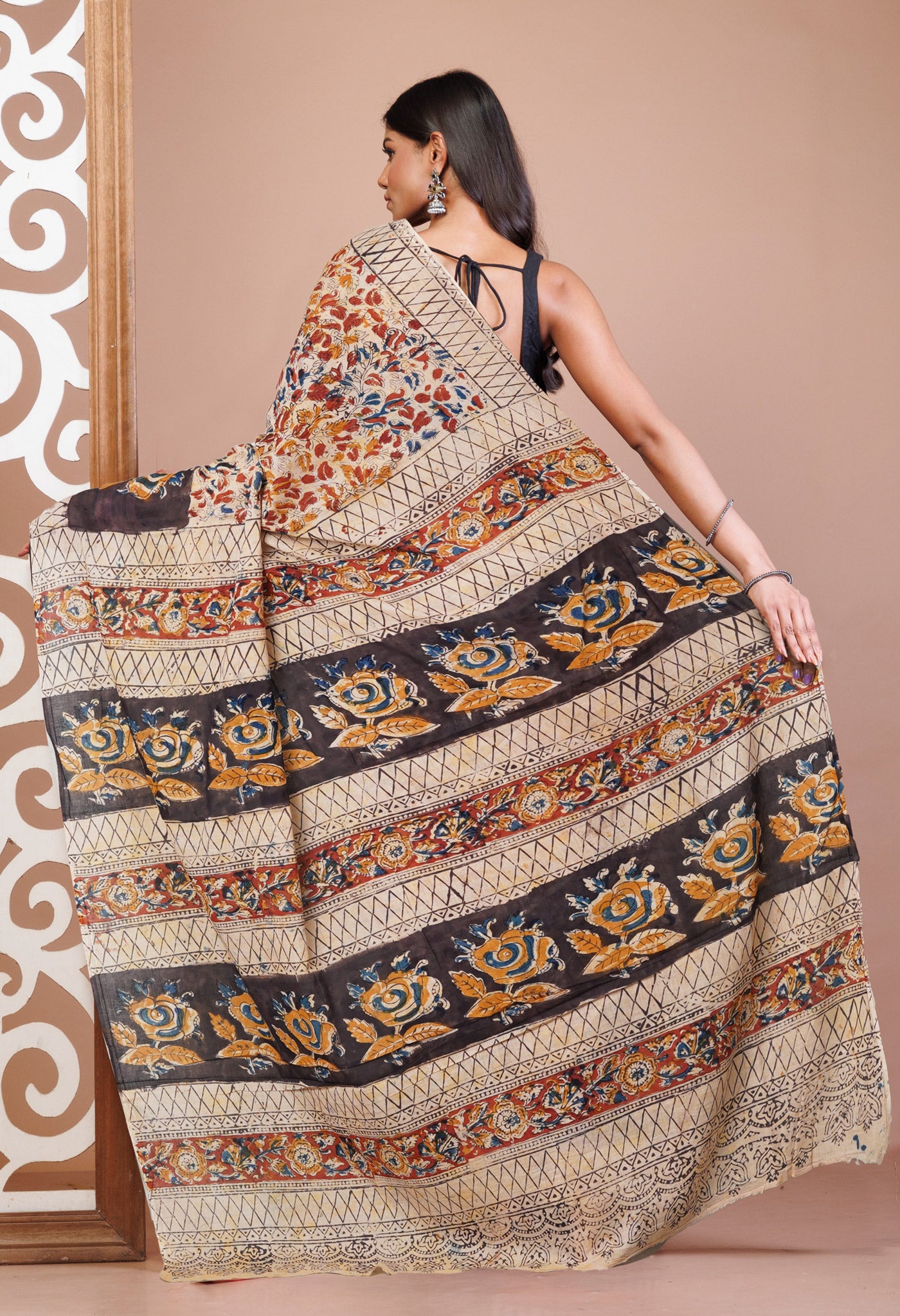 Multi Pure  Kalamkari Printed Soft Cotton Saree-UNM76452