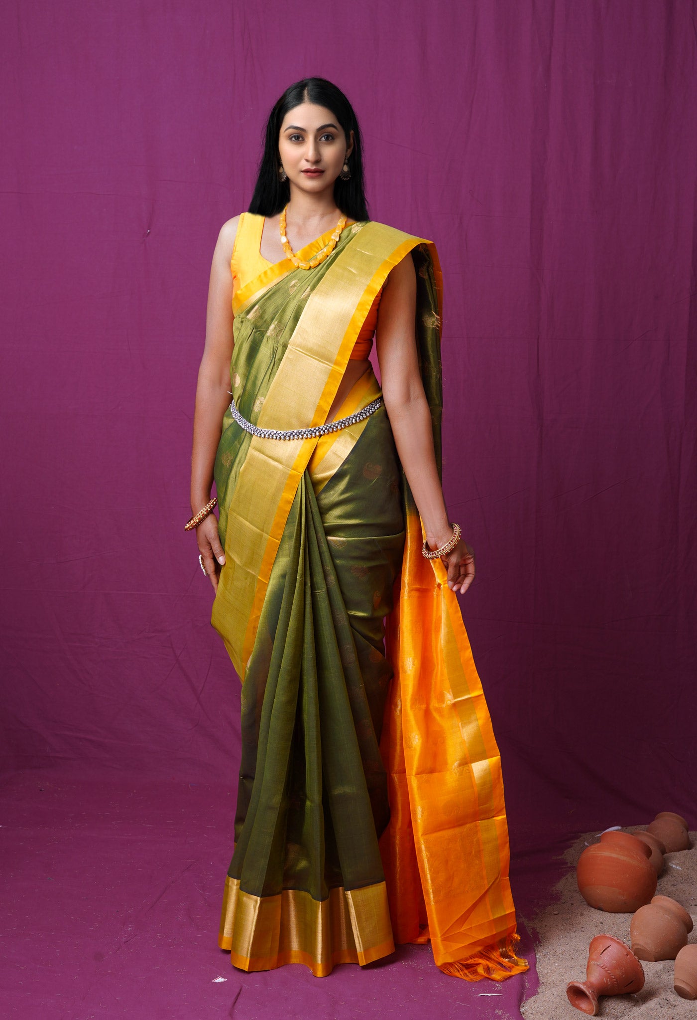 Bengal Handloom Designer Cotton Saree in Yellow, Red and Green in Kolkata  at best price by Bengal Looms (India) - Justdial