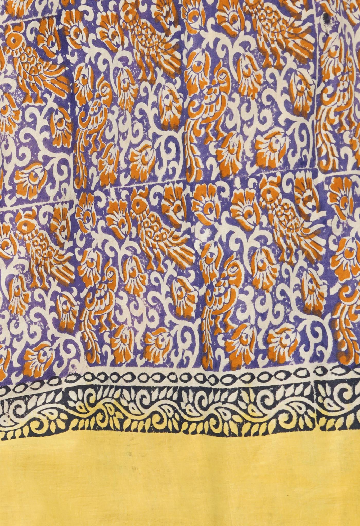 Yellow Pure  Hand Block Printed Soft Cotton Saree