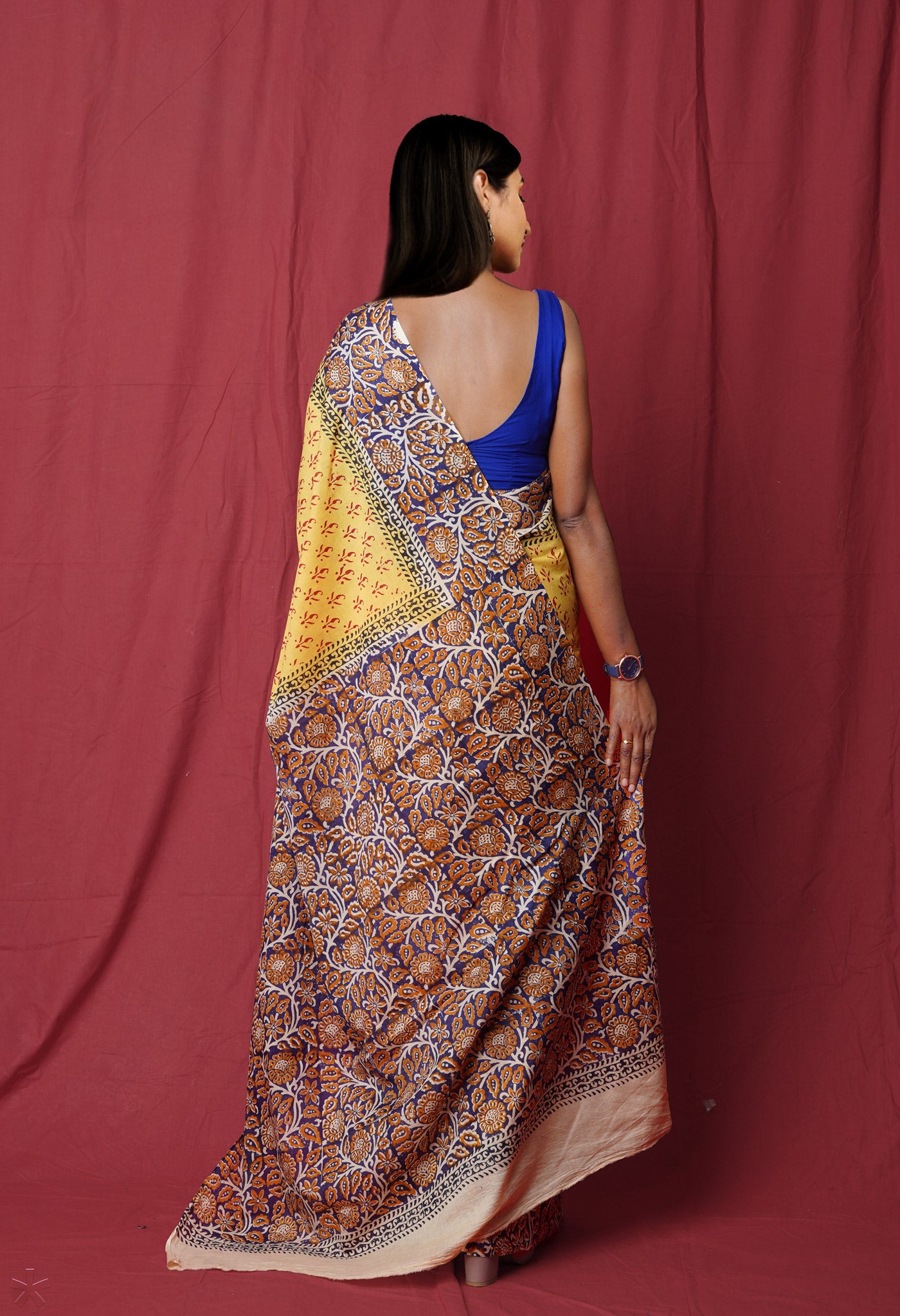 Yellow Pure  Hand Block Printed Soft Cotton Saree