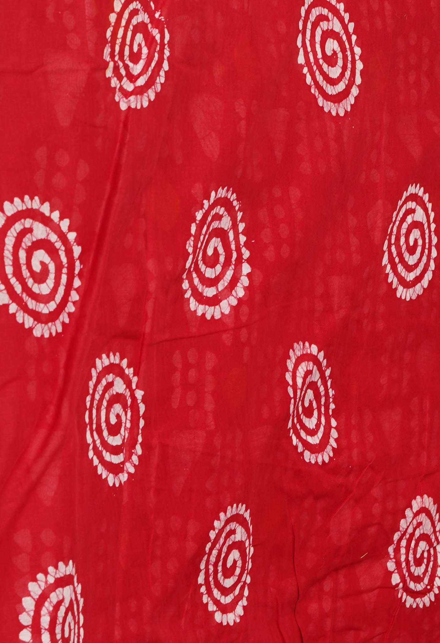 Red Pure Wax Batik Printed Superfine Mulmul Cotton Saree-UNM76639