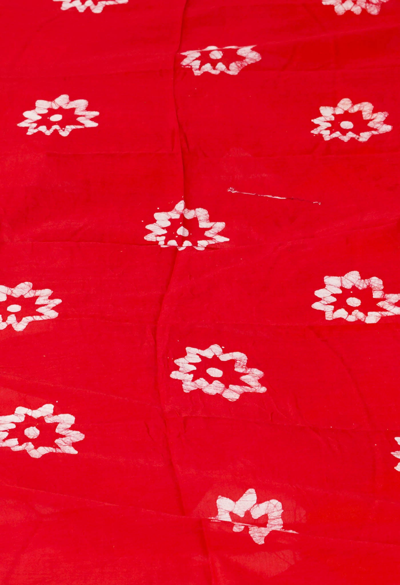 Red Pure Wax Batik Printed Superfine Mulmul Cotton Saree-UNM76649