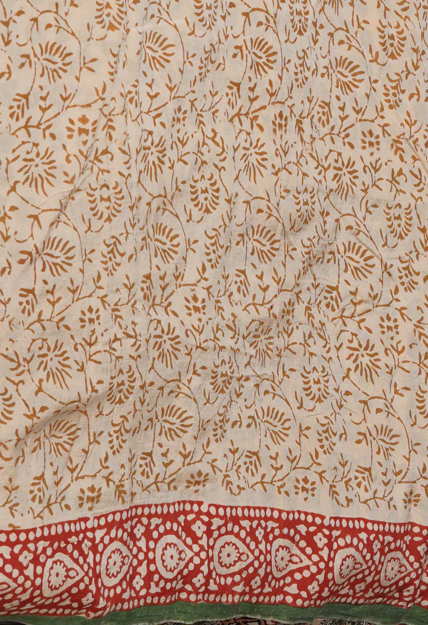 Cream Pure Bagru Printed Soft Silk Saree-UNM76704