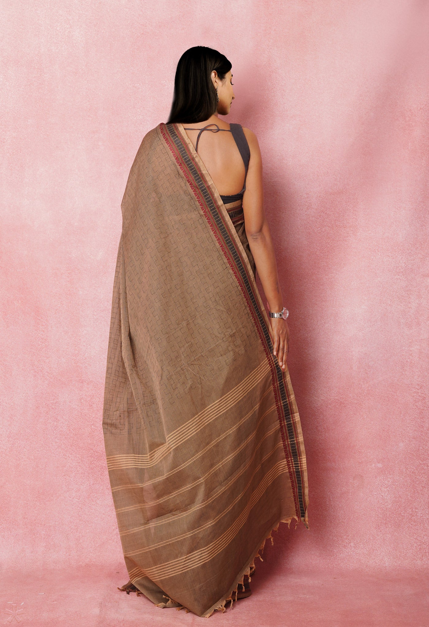 Brown Pure Pavani Handcrafted Kanchi Cotton Saree