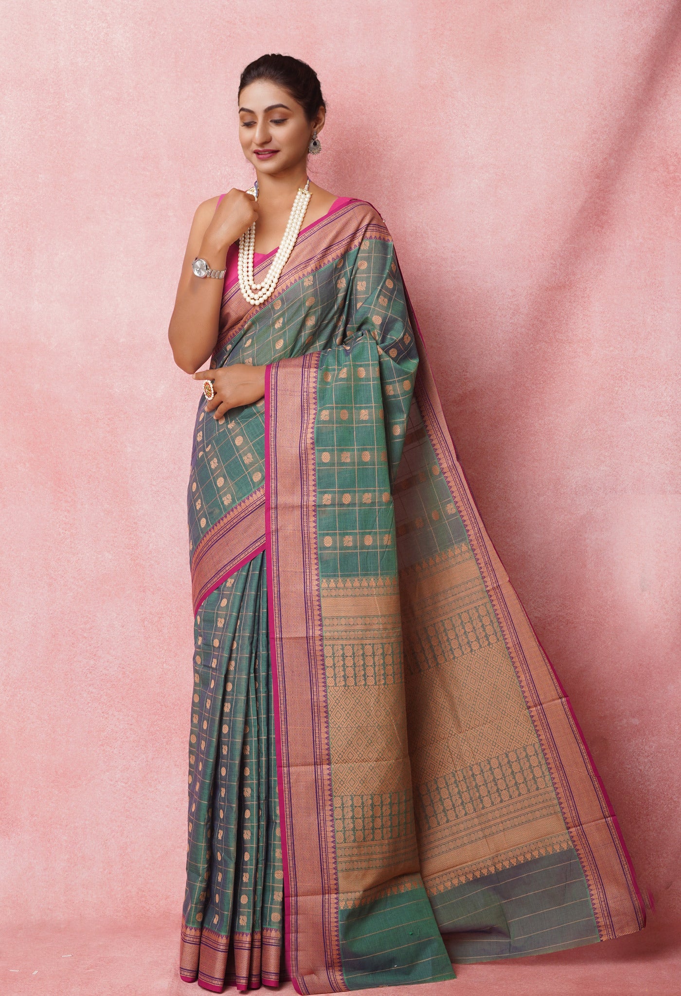 Handloom Pattern With Kanchi Cotton Saree | VRK102