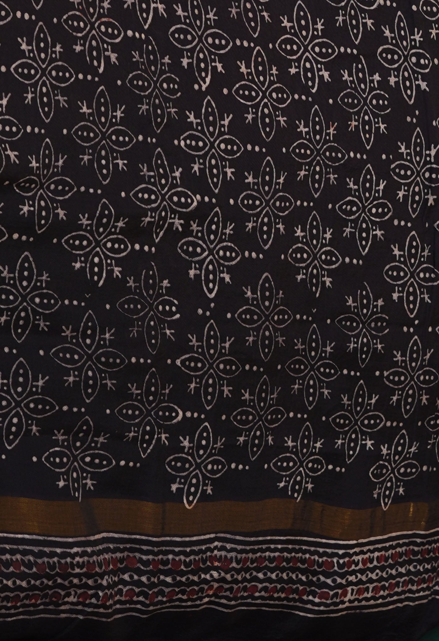 Black  Ajrakh Printed Soft Silk Saree