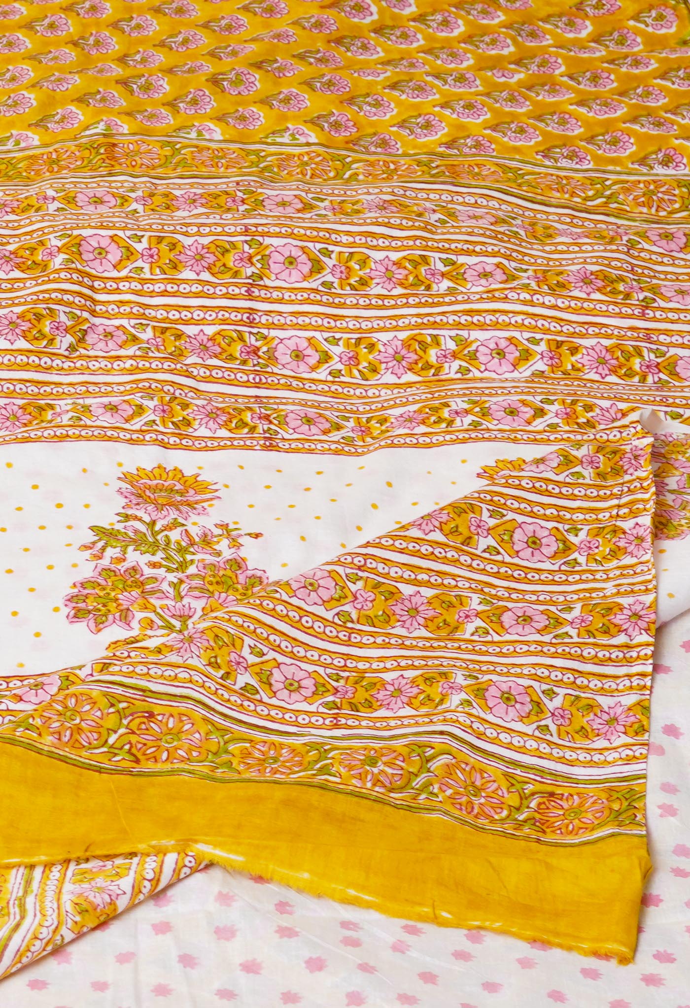 Yellow Pure Rapid Printed Superfine Mulmul Cotton Saree