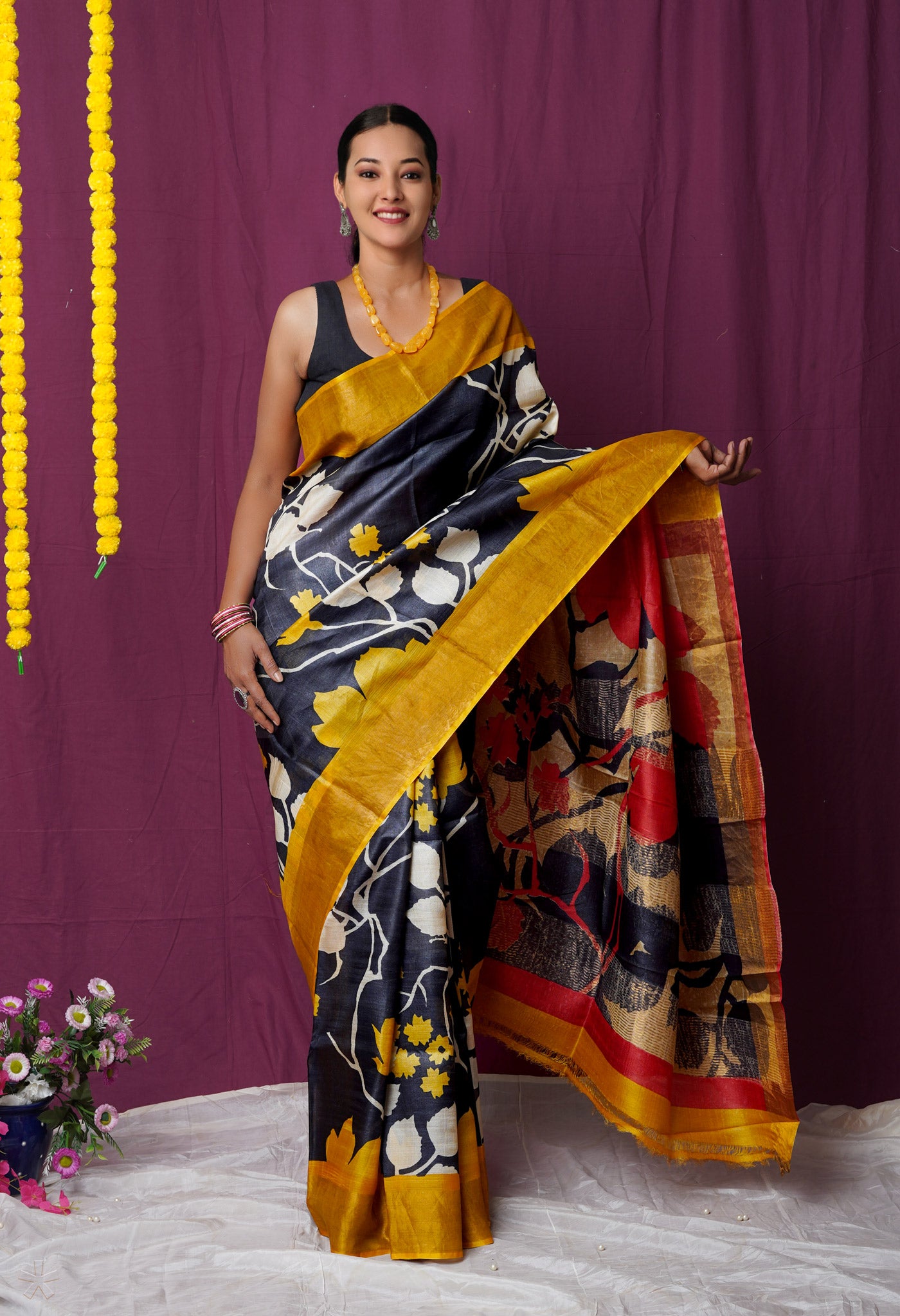 Green Tussar Silk Saree | Seematti