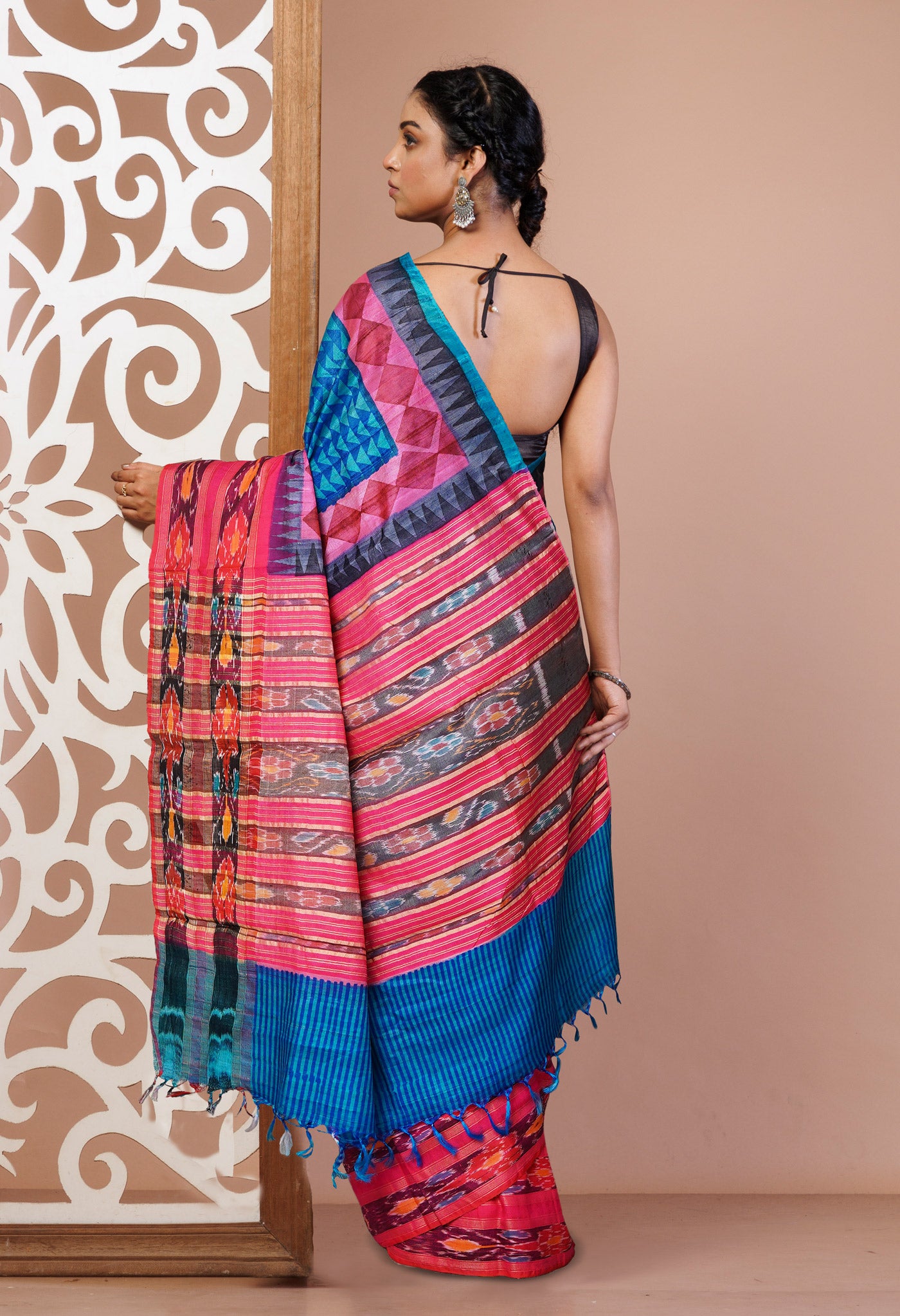 Blue Pure Handloom Printed Vidarbha Tussar  Silk Saree-UNM77417