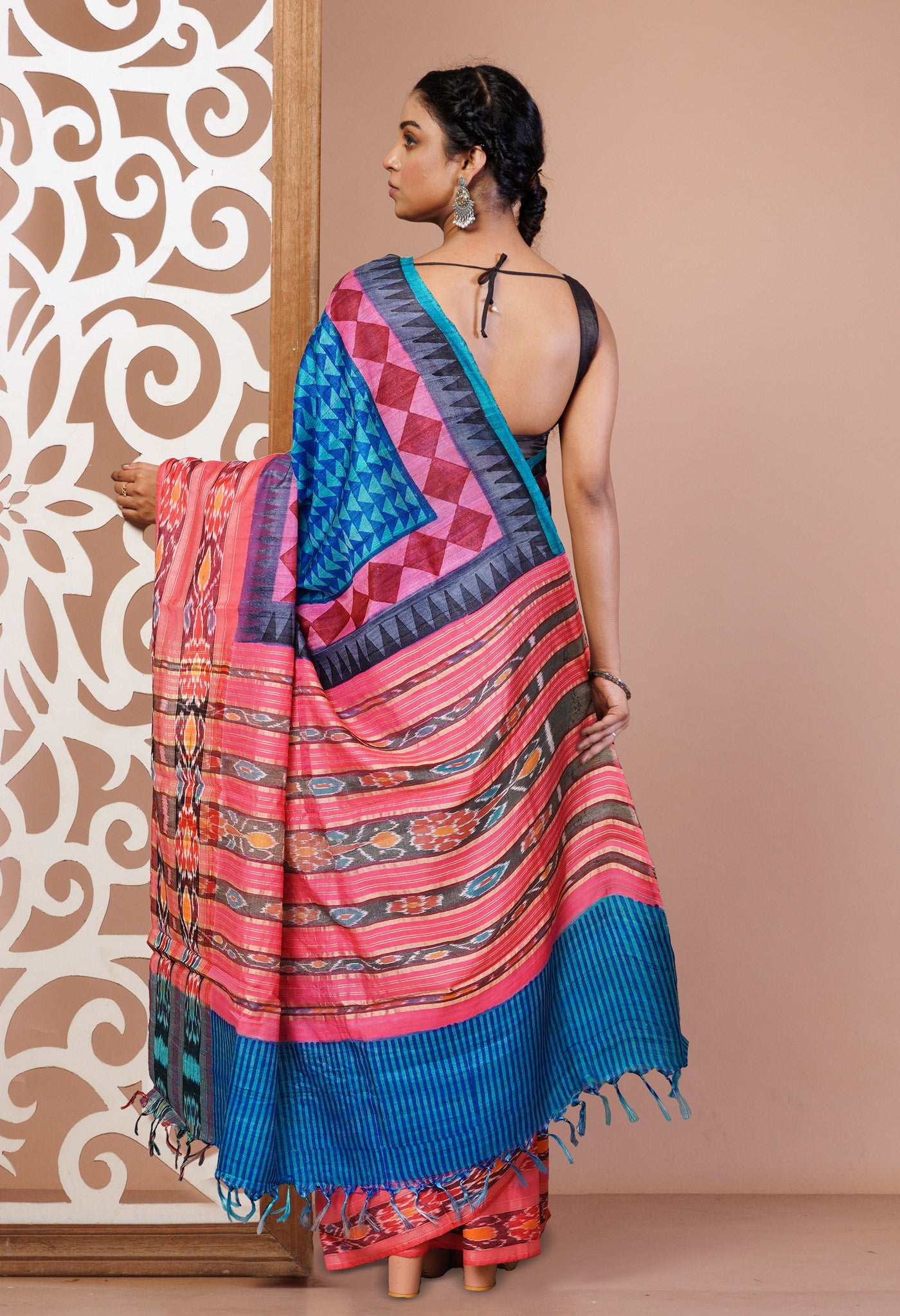 Blue Pure Handloom Printed Vidarbha Tussar  Silk Saree-UNM77445