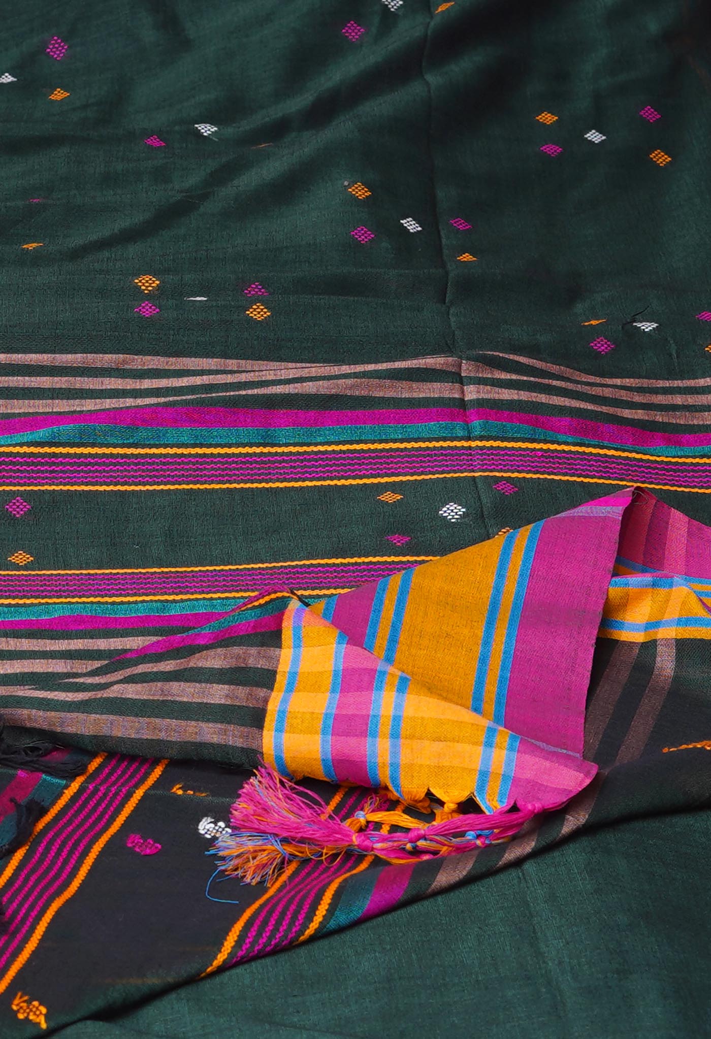 Green Pure Handloom Nagaland Cotton Saree