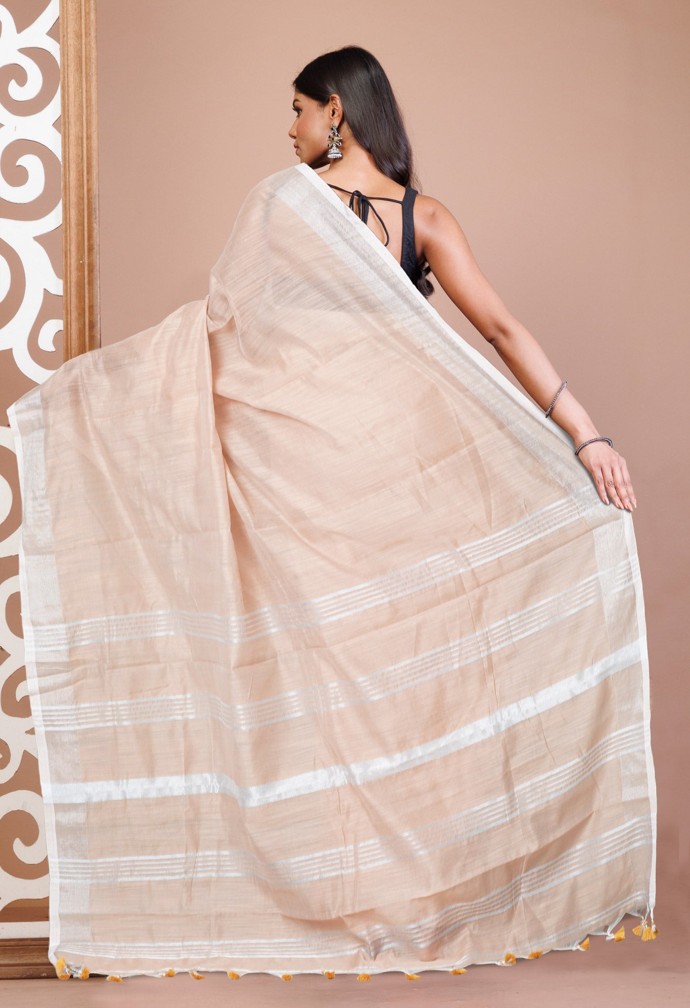 Beige Pure  Bengal  Sico Saree-UNM77600