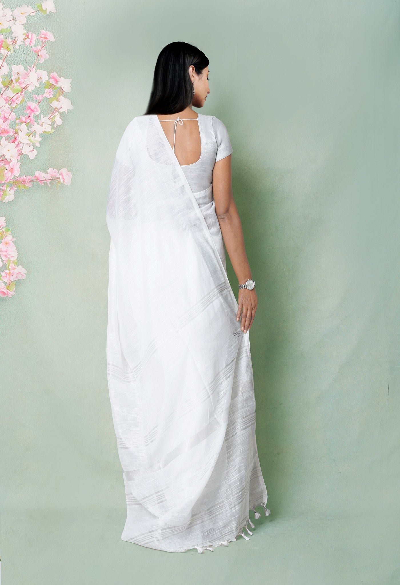 White Pure  Bengal  Sico Saree