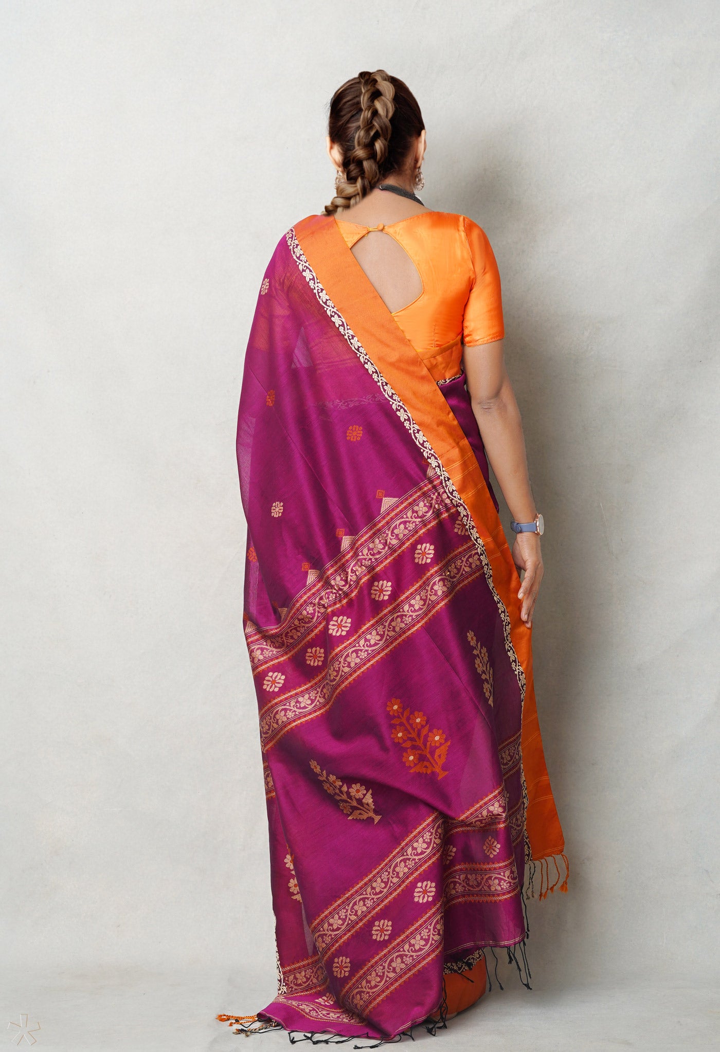 Pink Pure  Mercerized Bengal Linen Saree