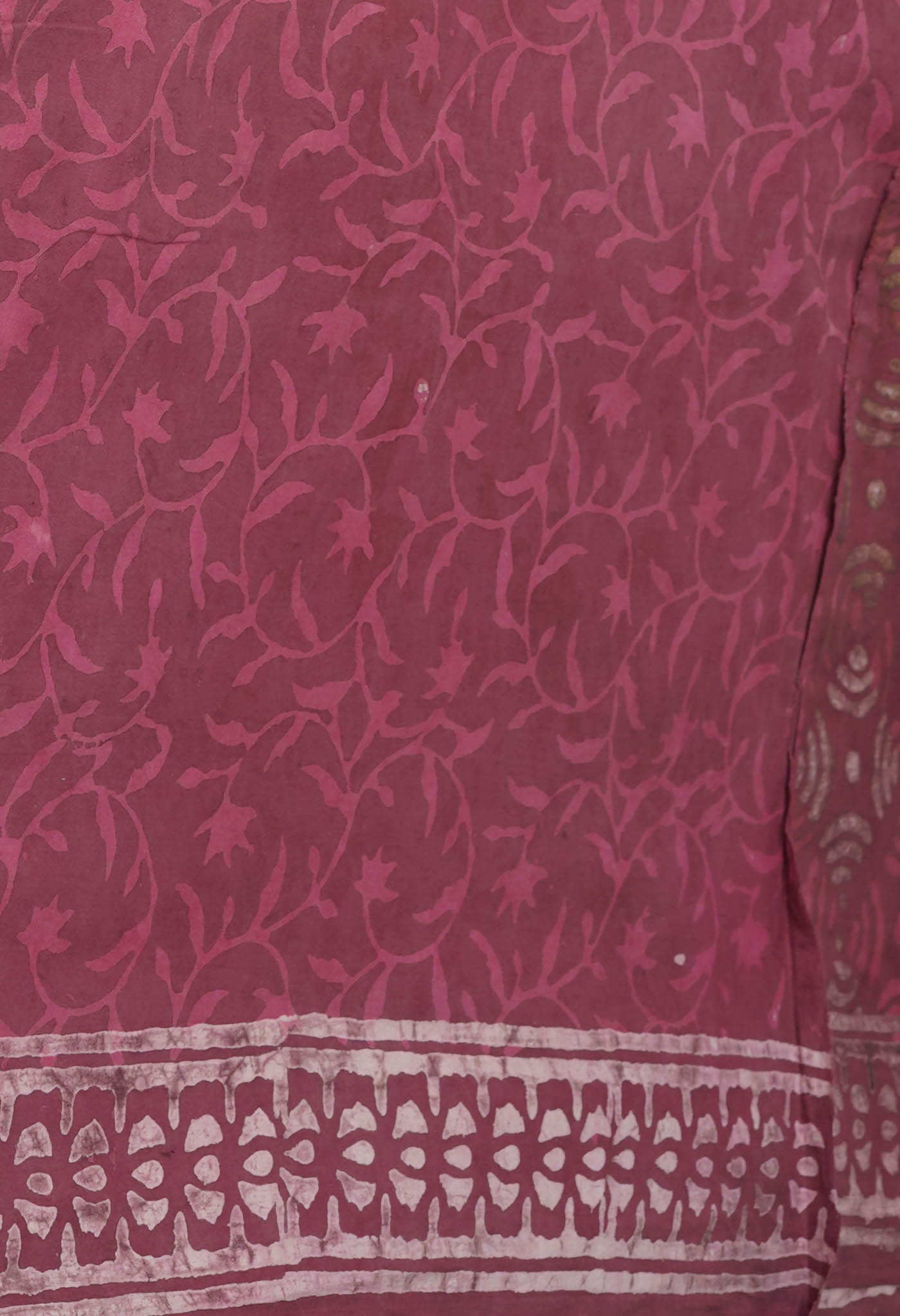 Brownish Pink Pure  Dabu Printed Mulmul Cotton Saree-UNM77773