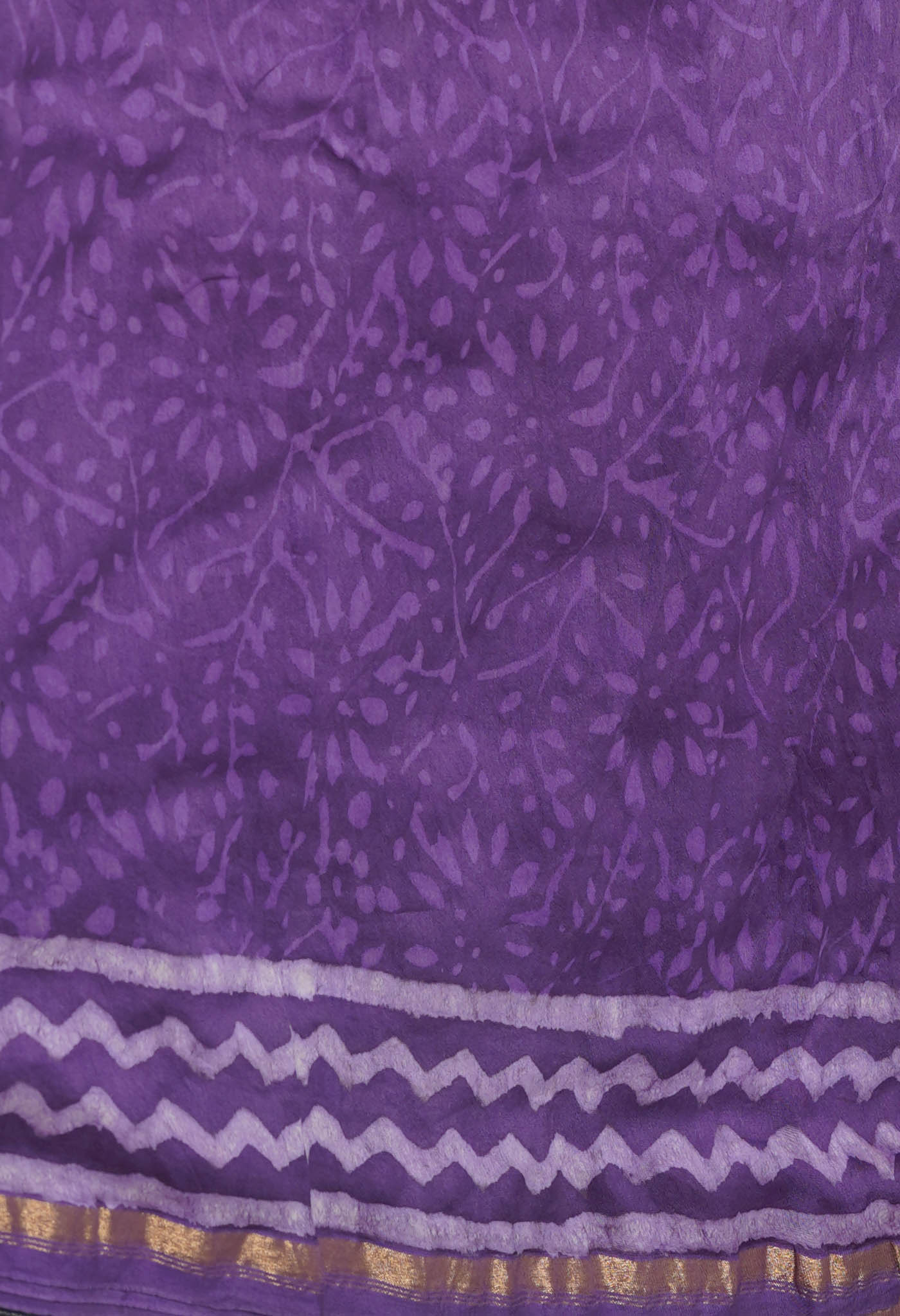 Violet Pure  Dabu Printed Chanderi Sico Saree-UNM77789