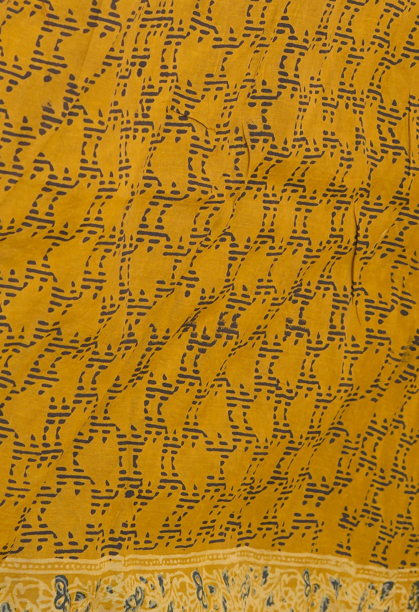 Yellow Pure  Ajrakh Printed Soft Silk Saree