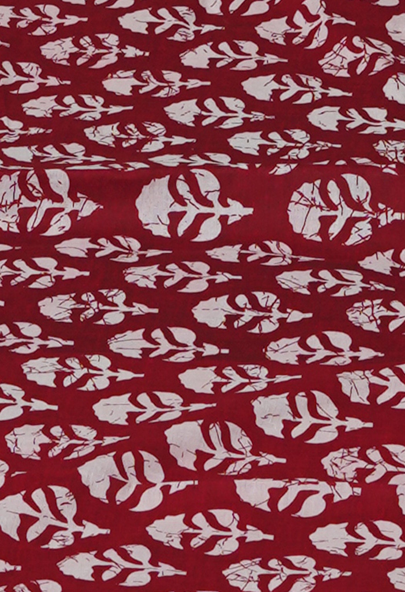 White-Red Pure Block Printed Soft Cotton Saree