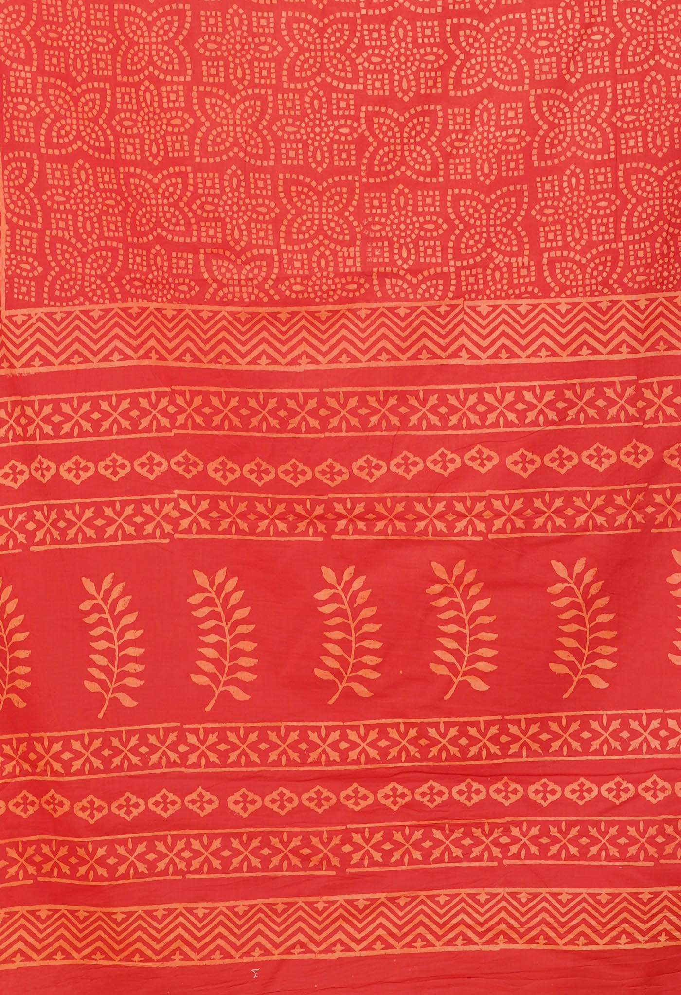 Red Pure Hand Block Printed Soft Cotton Saree