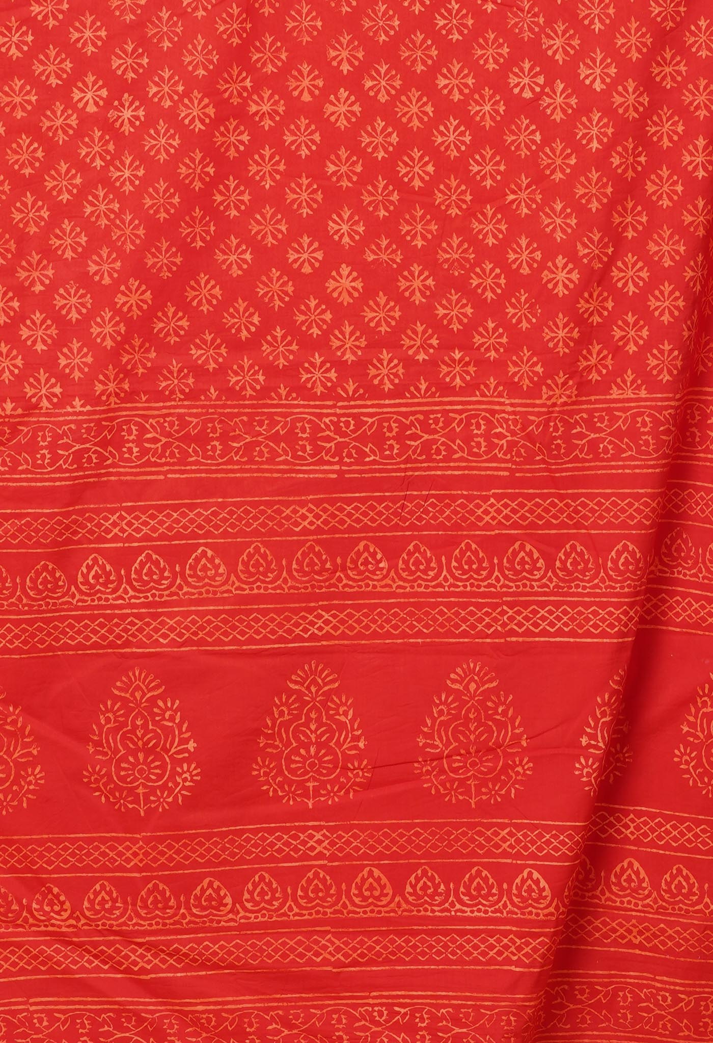 Red Pure Hand Block Printed Soft Cotton Saree-UNM78157