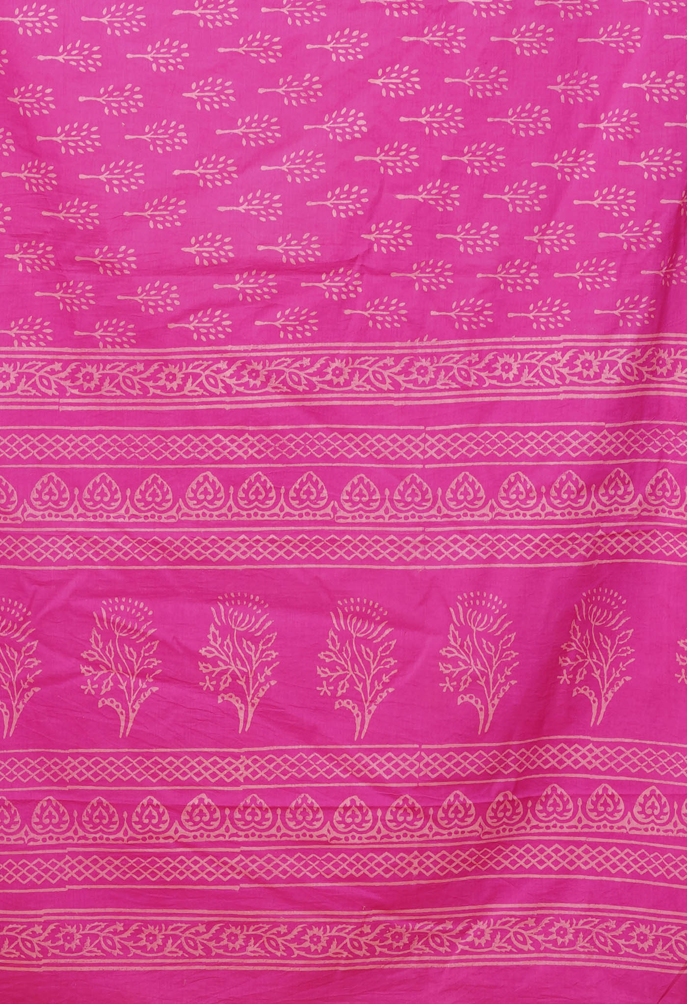 Pink Pure Hand Block Printed Soft Cotton Saree-UNM78159