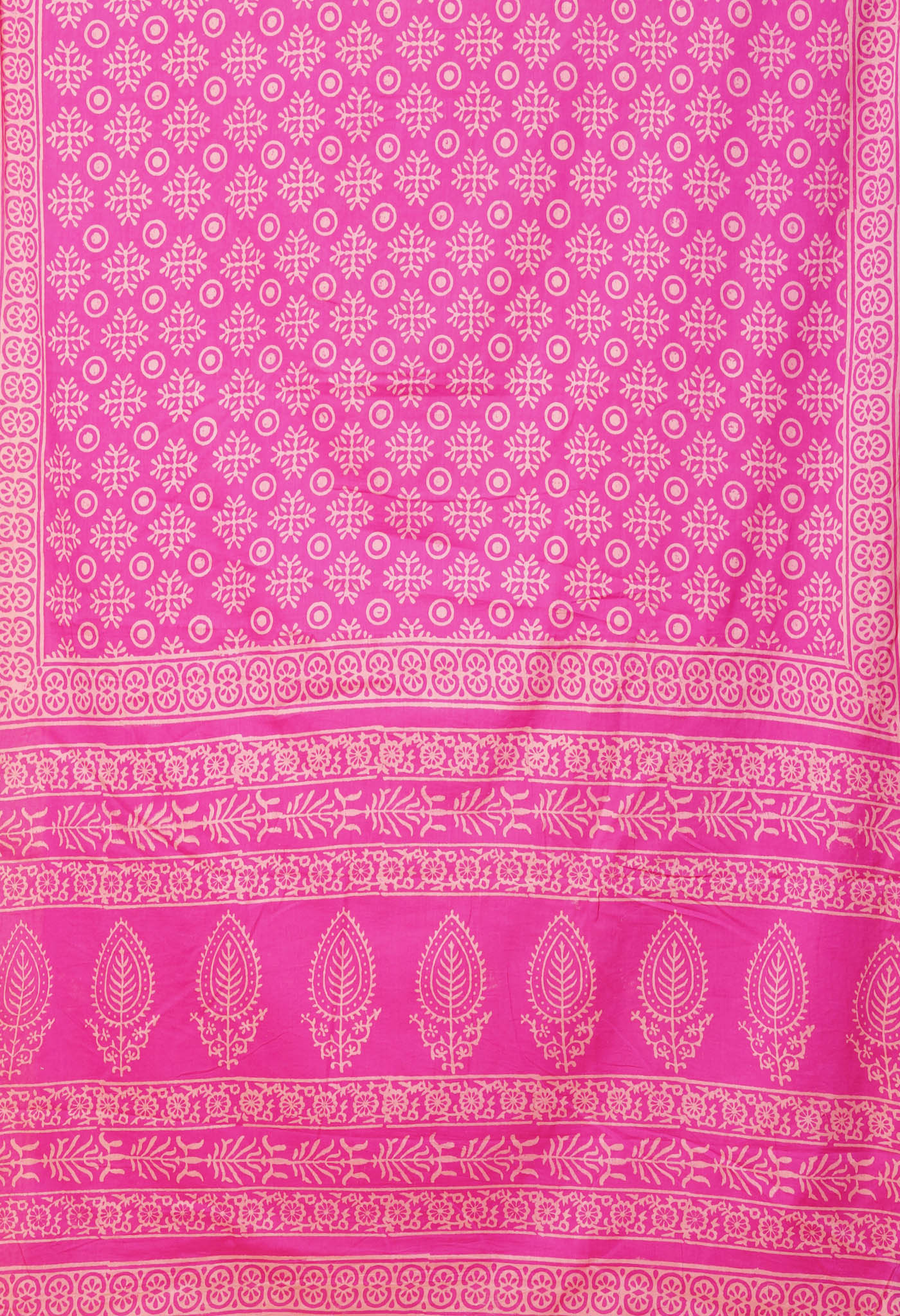 Pink Pure Hand Block Printed Soft Cotton Saree-UNM78174