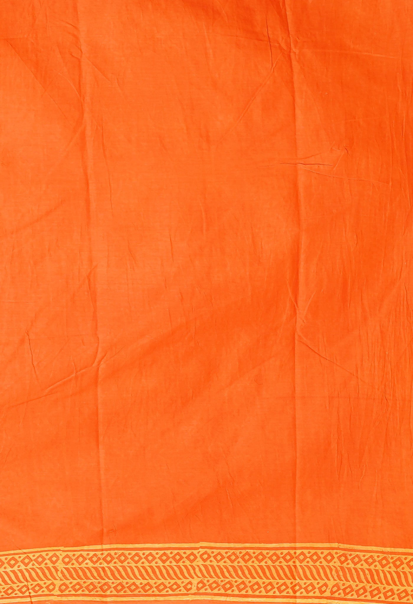 Orange Pure Hand Block Printed Soft Cotton Saree-UNM78185