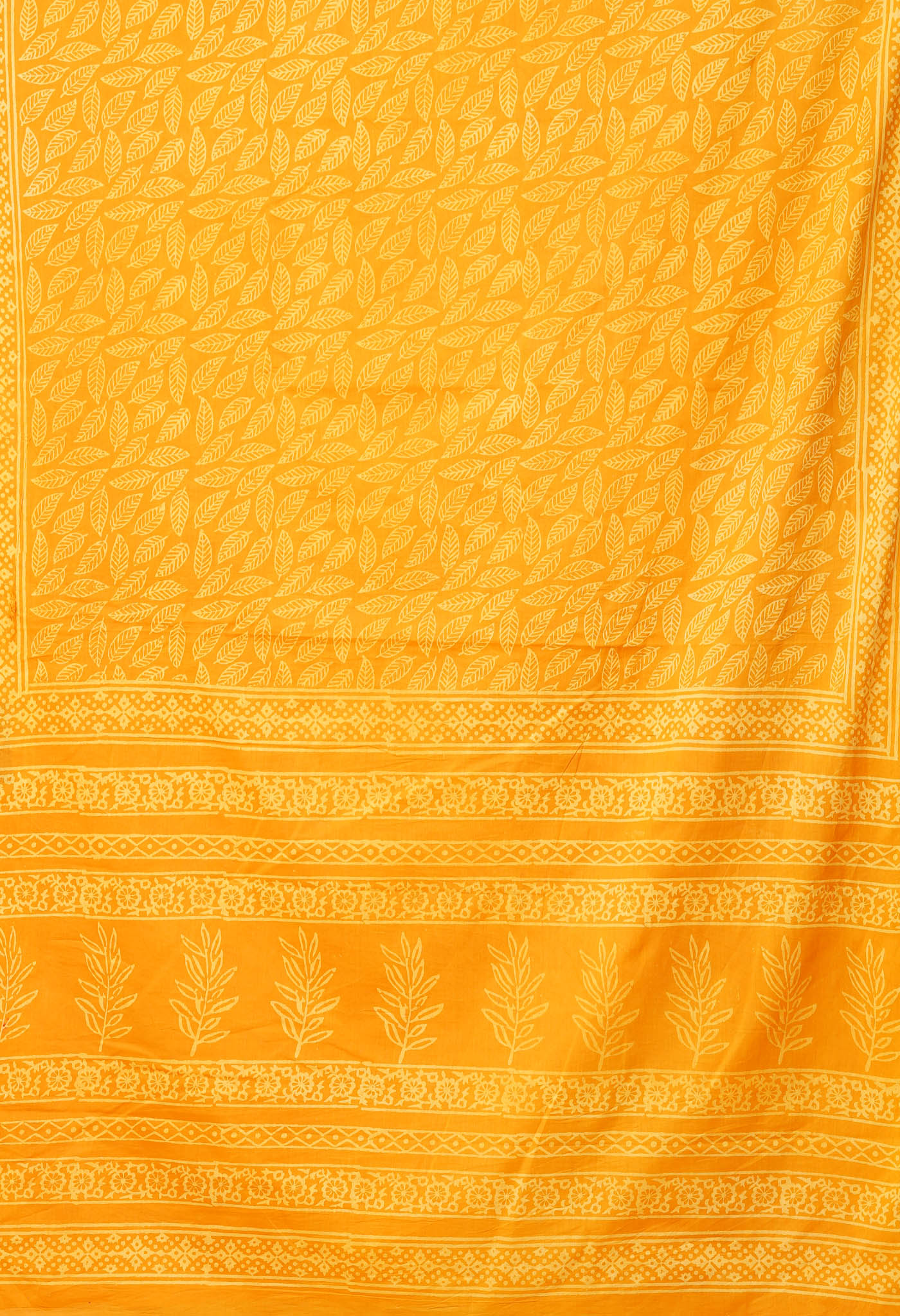 Yellow Pure Hand Block Printed Soft Cotton Saree-UNM78191