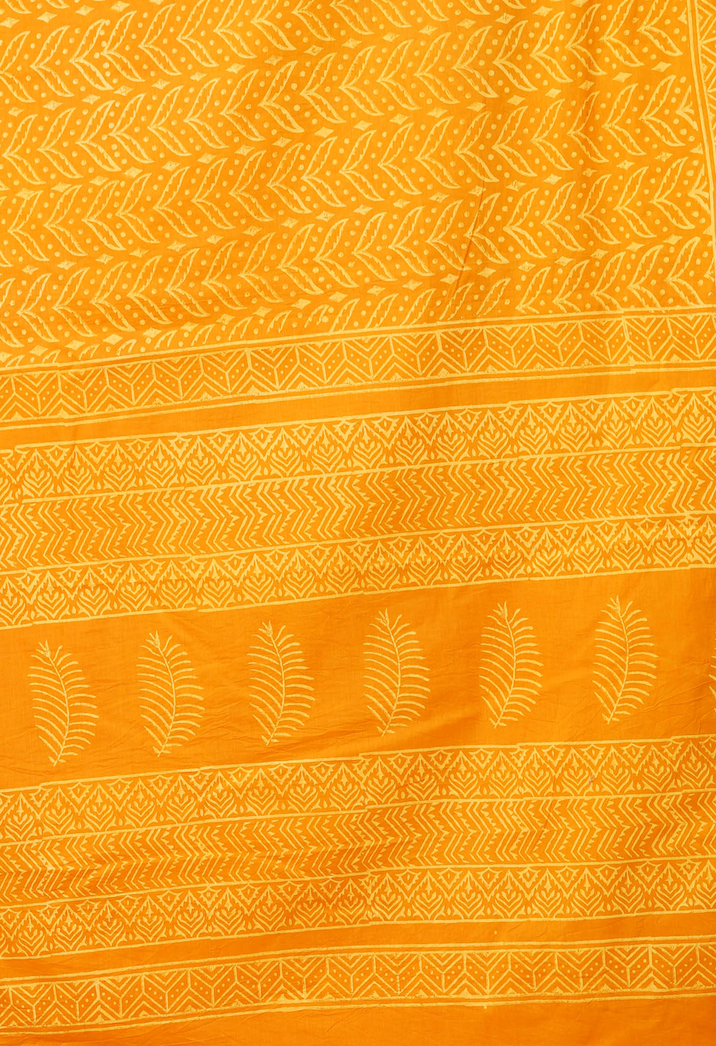 Yellow Pure Hand Block Printed Soft Cotton Saree-UNM78197