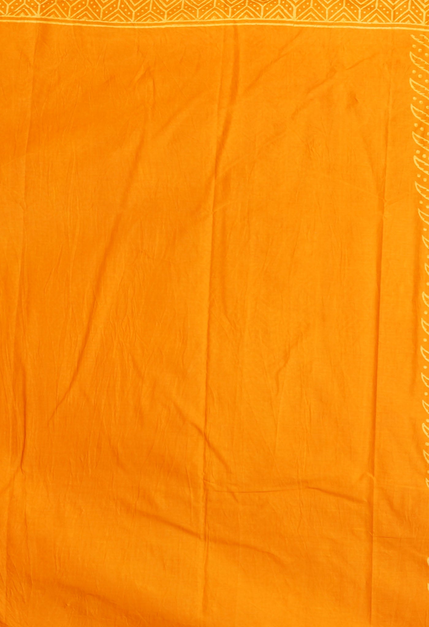 Yellow Pure Hand Block Printed Soft Cotton Saree-UNM78197