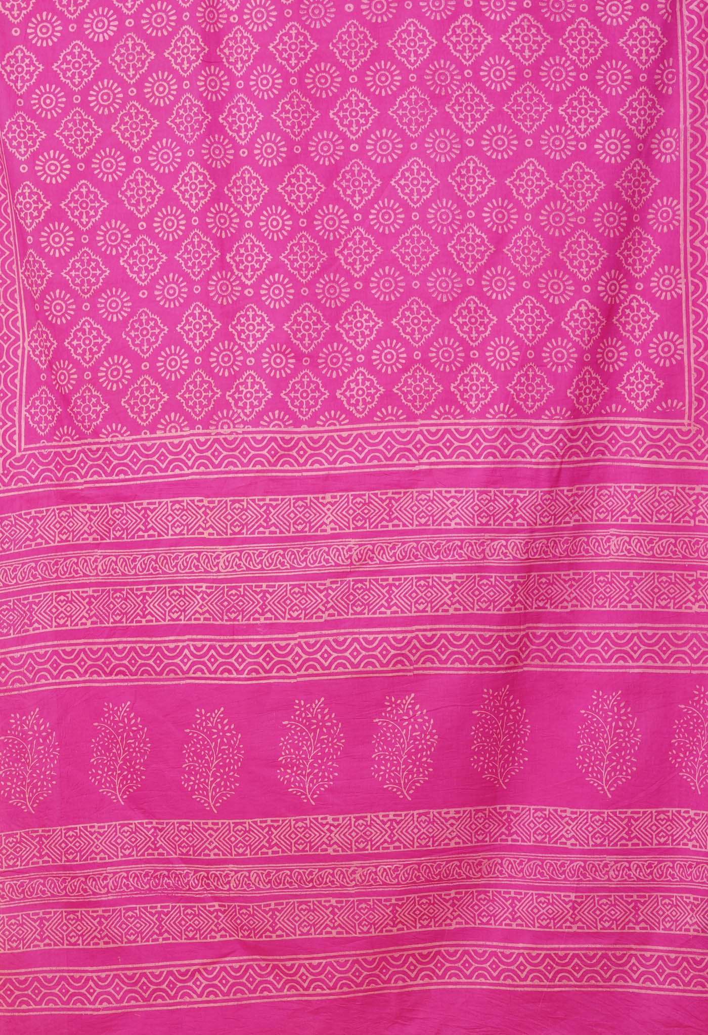 Pink Pure Hand Block Printed Soft Cotton Saree-UNM78203