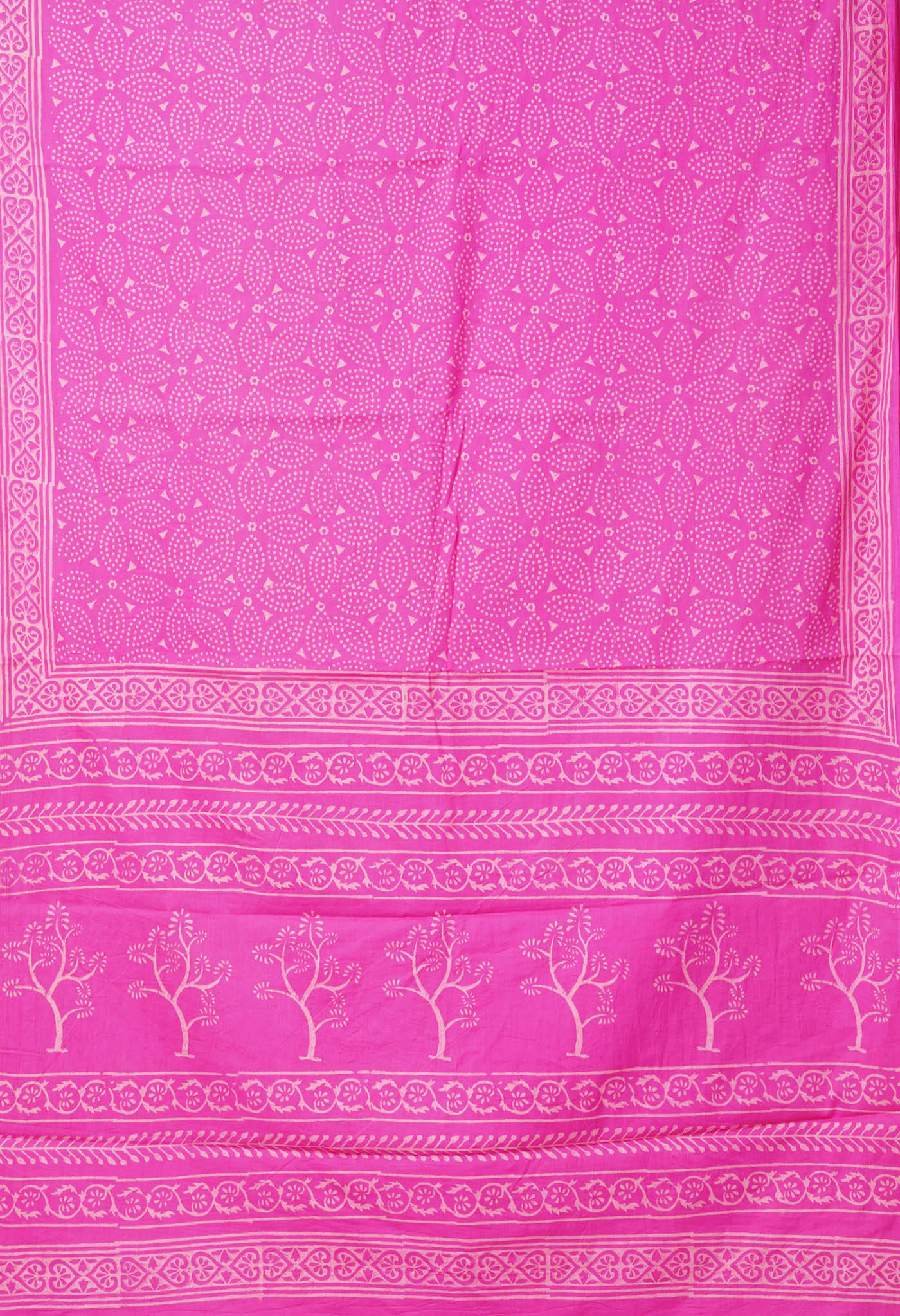 Pink Pure Hand Block Printed Soft Cotton Saree-UNM78208