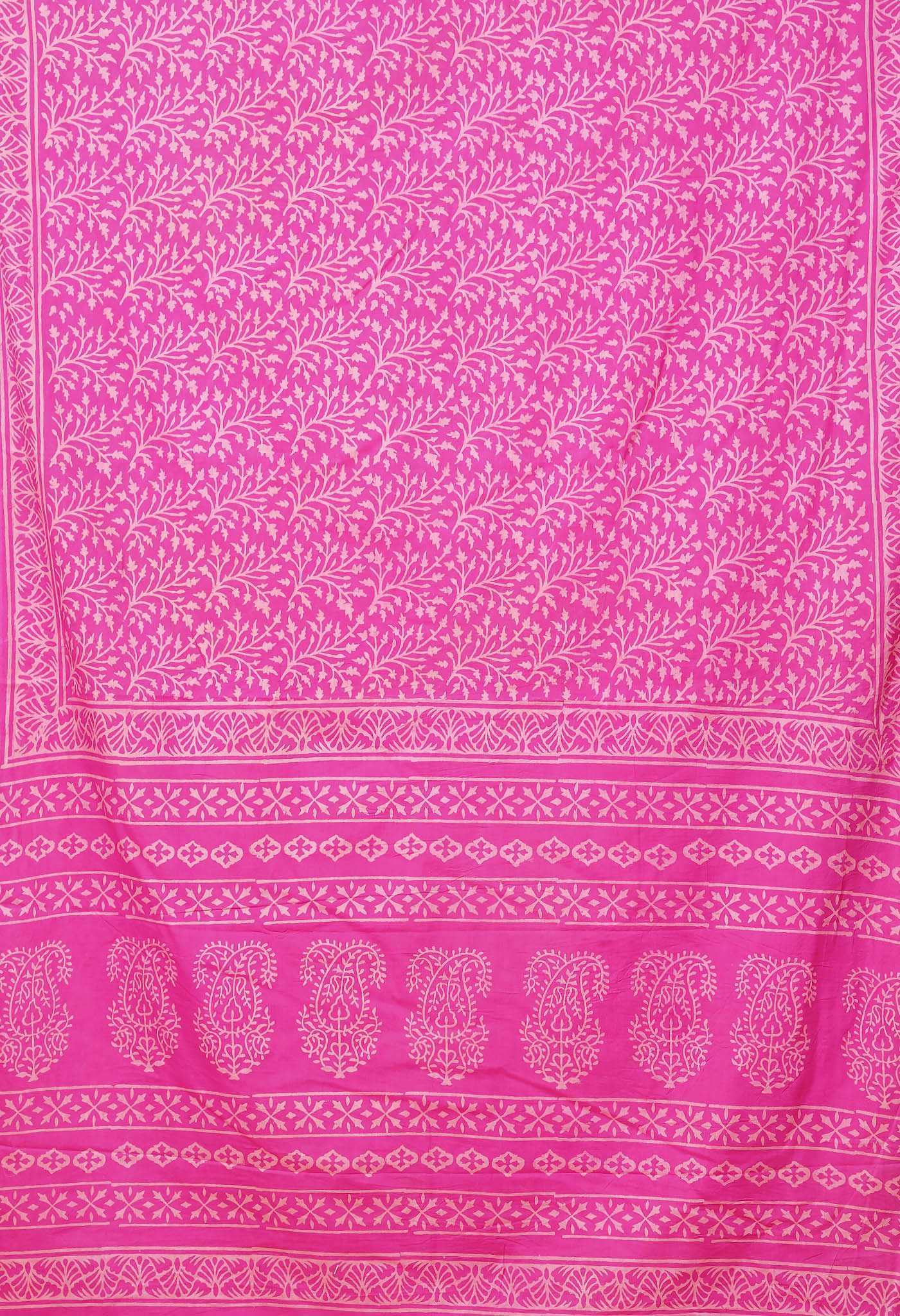 Pink Pure Hand Block Printed Soft Cotton Saree-UNM78218