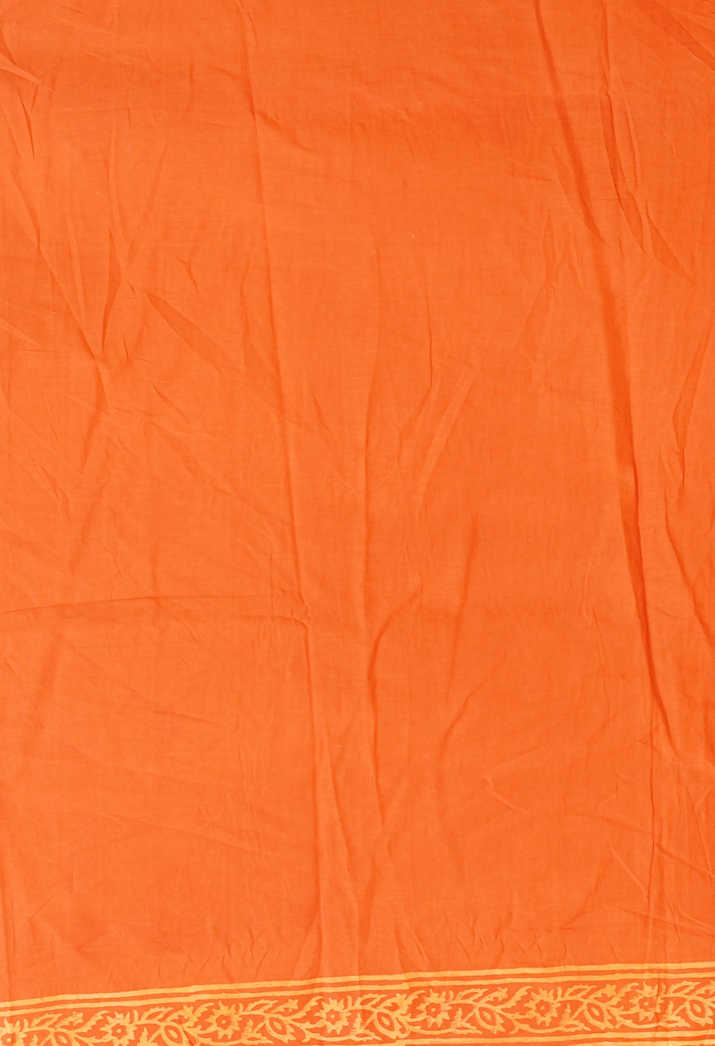 Orange Pure Hand Block Printed Soft Cotton Saree-UNM78228