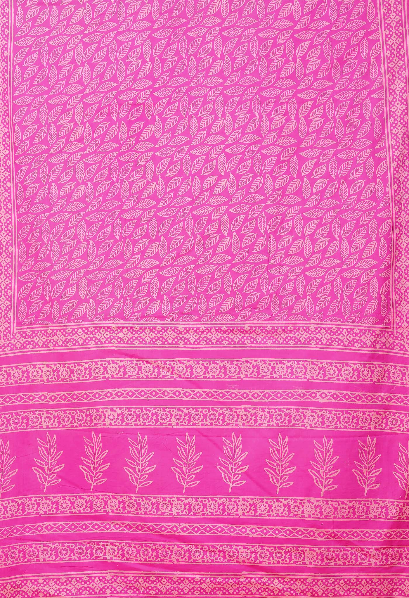 Pink Pure Hand Block Printed Soft Cotton Saree-UNM78229