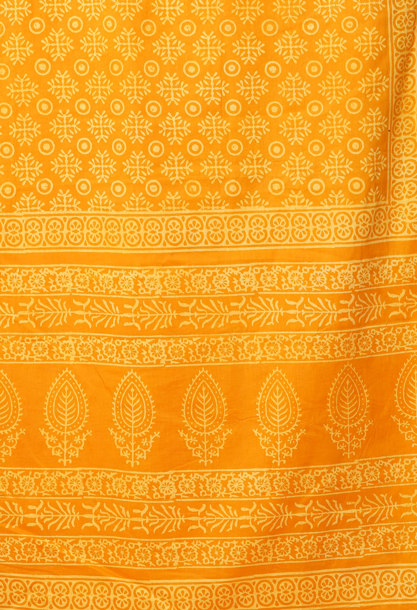 Yellow Pure Hand Block Printed Soft Cotton Saree-UNM78231