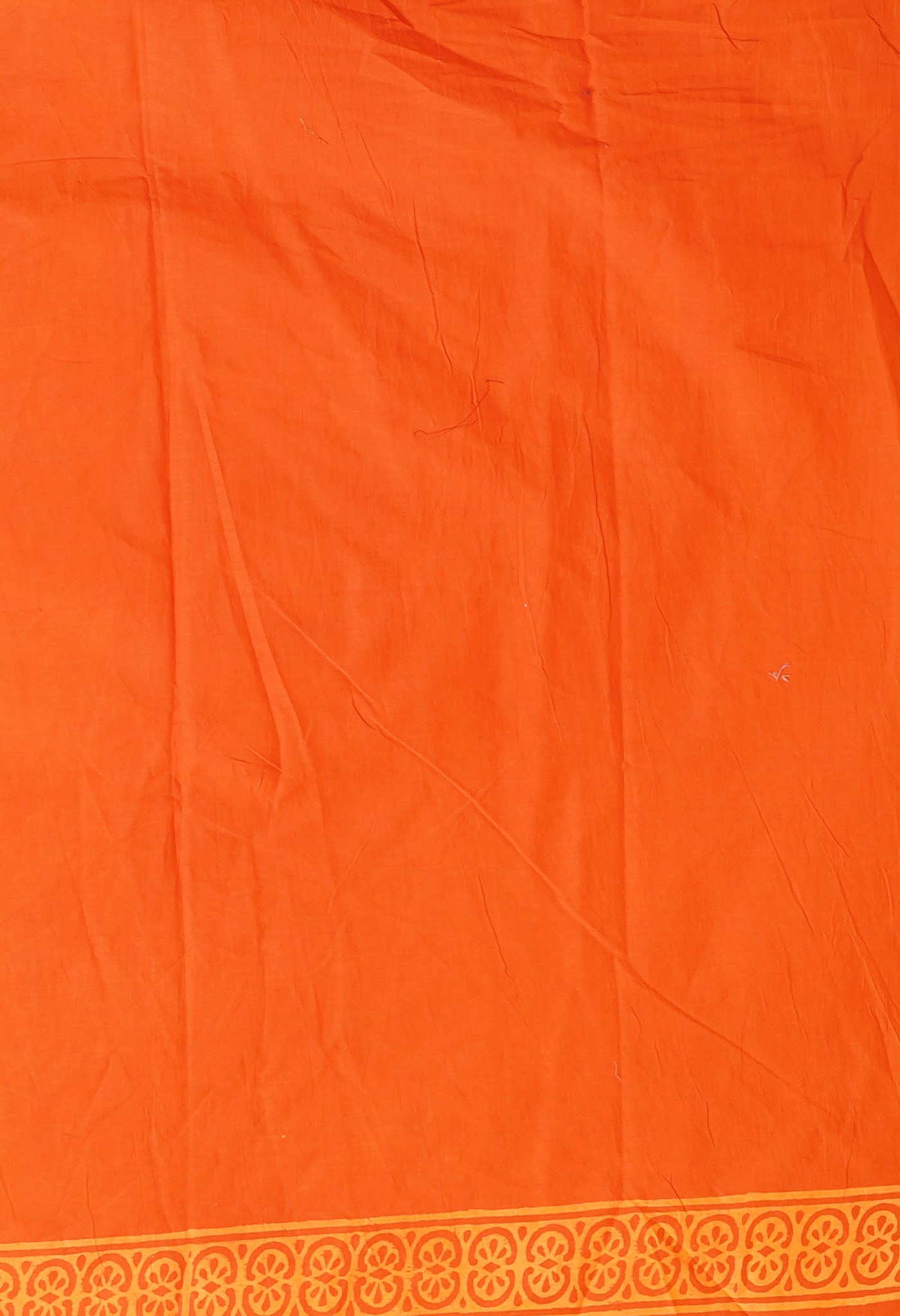 Orange Pure Hand Block Printed Soft Cotton Saree-UNM78234