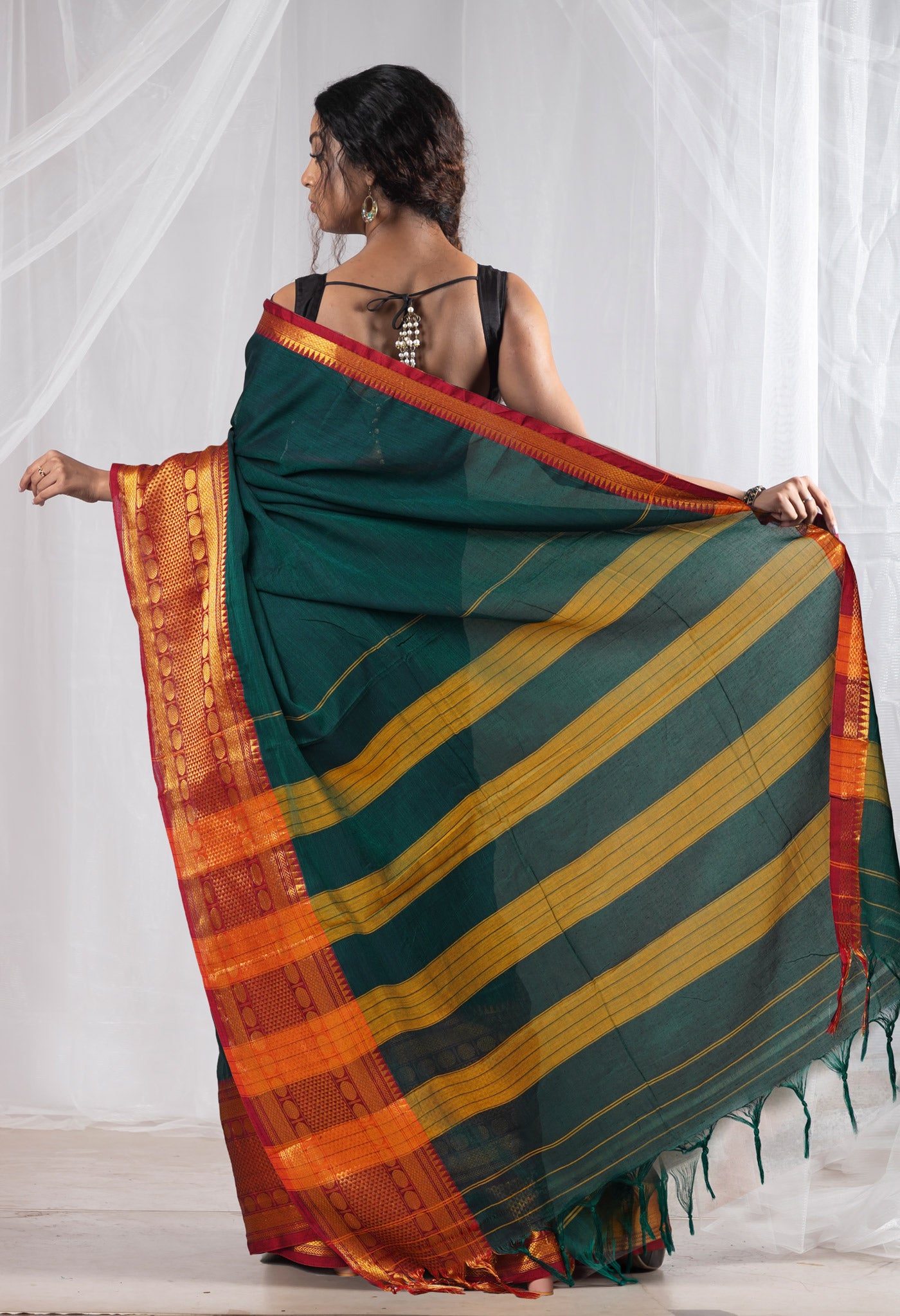 Green Pure Handloom Narayani Cotton Saree-UNM78282